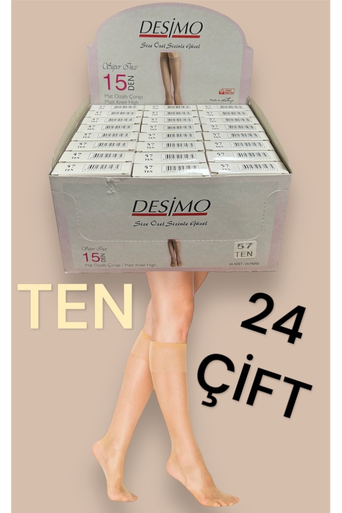 Desimo 24'Lü Süper 15 İnce Mat Dizaltı Kadın Çorap