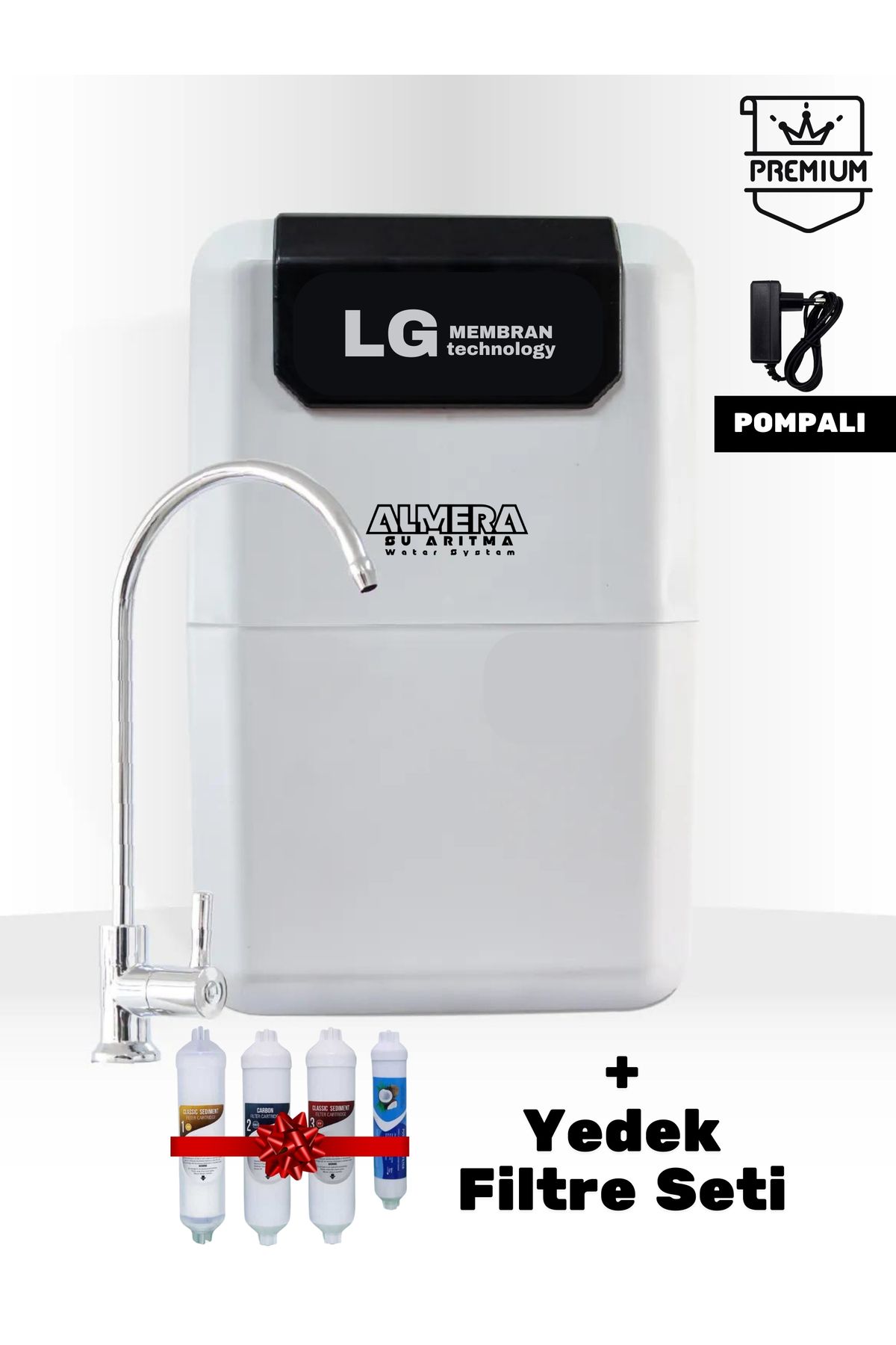 LG Chem Premium Pompalı Su Arıtma Cihazı Ekstra Mineralli Çelik Tanklı & Yedek Filtre Seti İle Birlikte