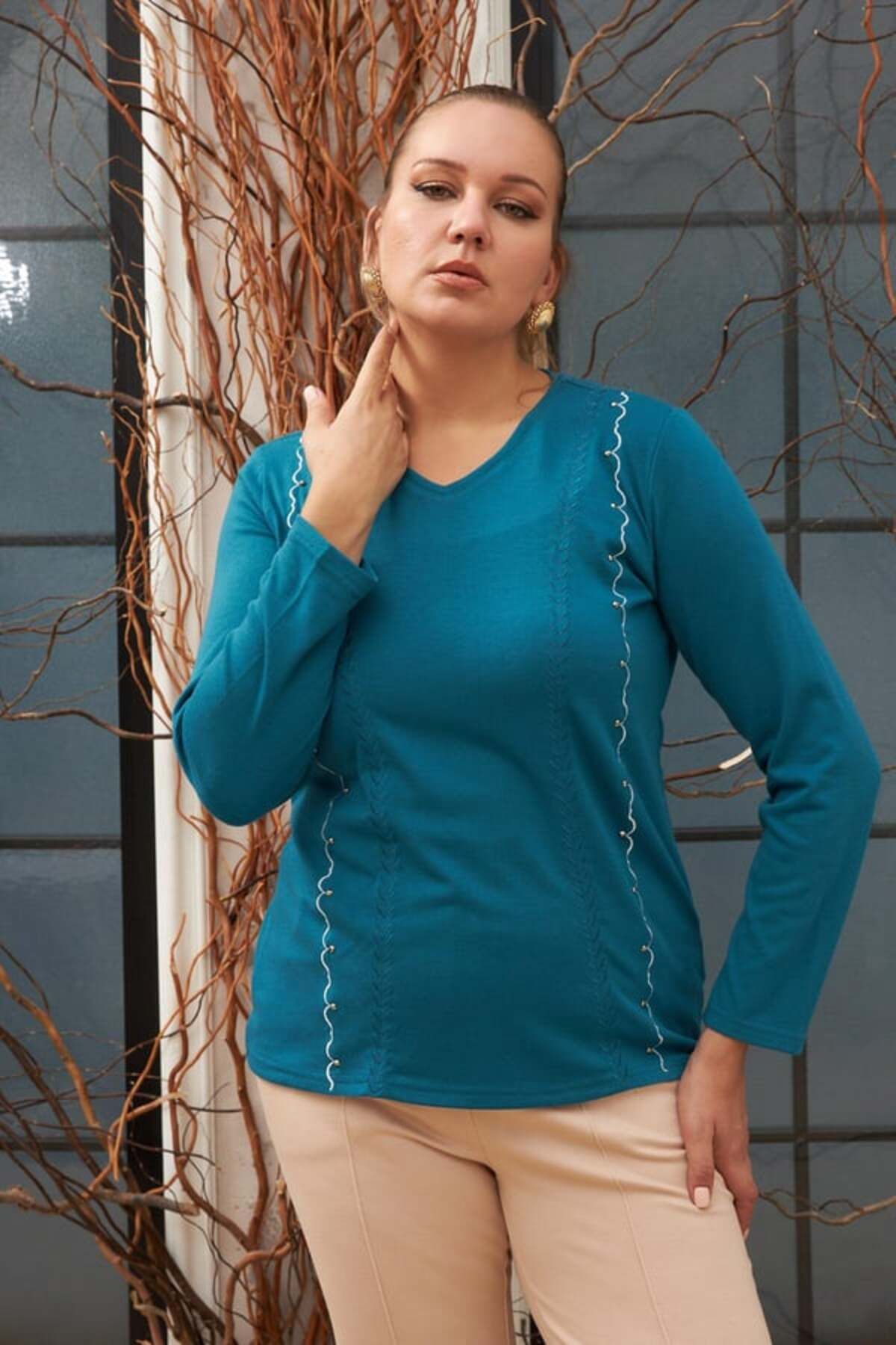 Yenikoza O6184 Kadın Bluz PETROL