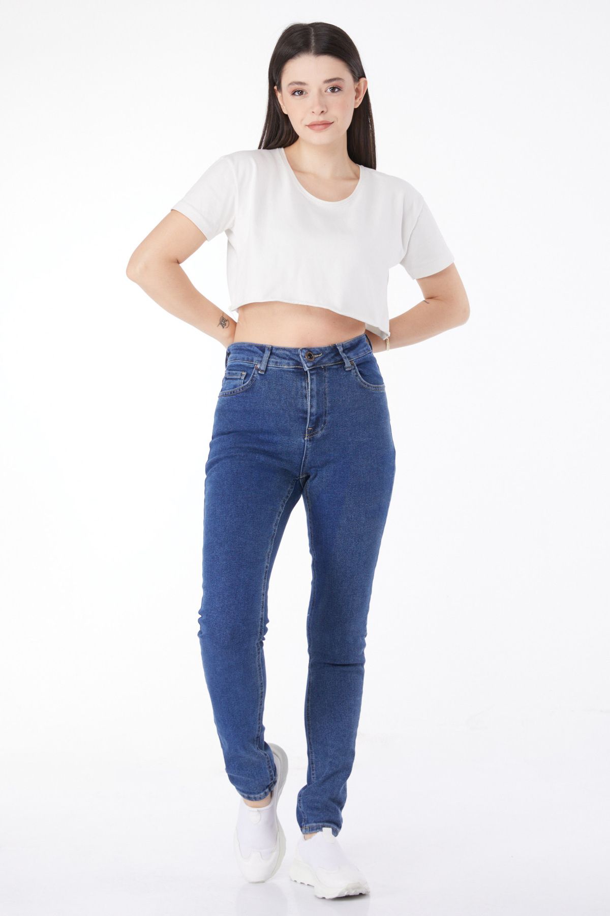 TOFİSA Düz Orta Kadın Mavi Kot Pantolon - 25062