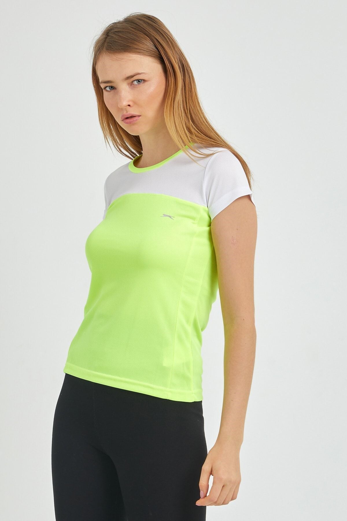 Slazenger Yuvarlak Yaka Neon Sarı Kadın T-shirt