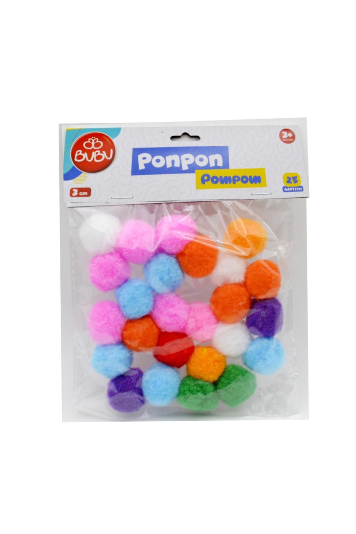 Bubu Ponpon 3 Cm Karışık Renk 25 Li BUBU-PON003