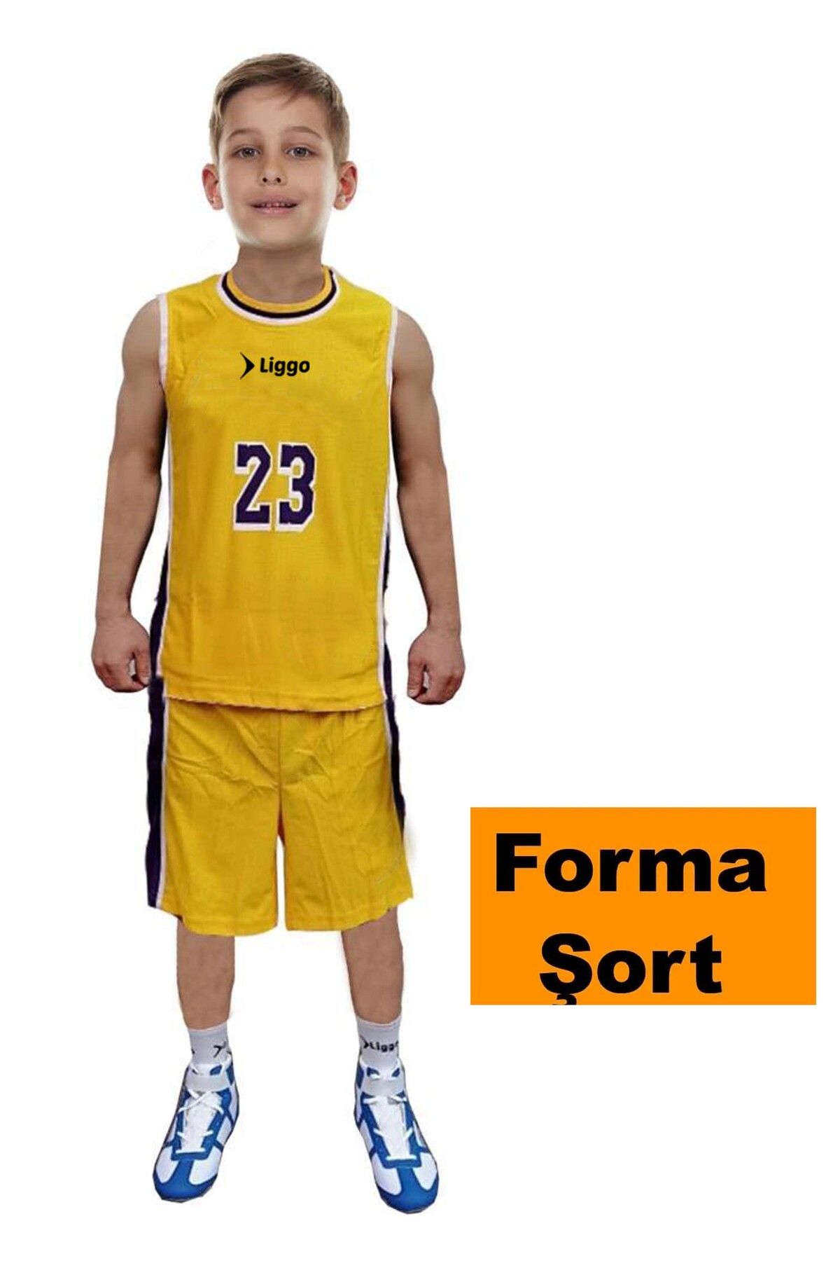 Liggo Çocuk Basketbol Forma Şort Takımı Sarı