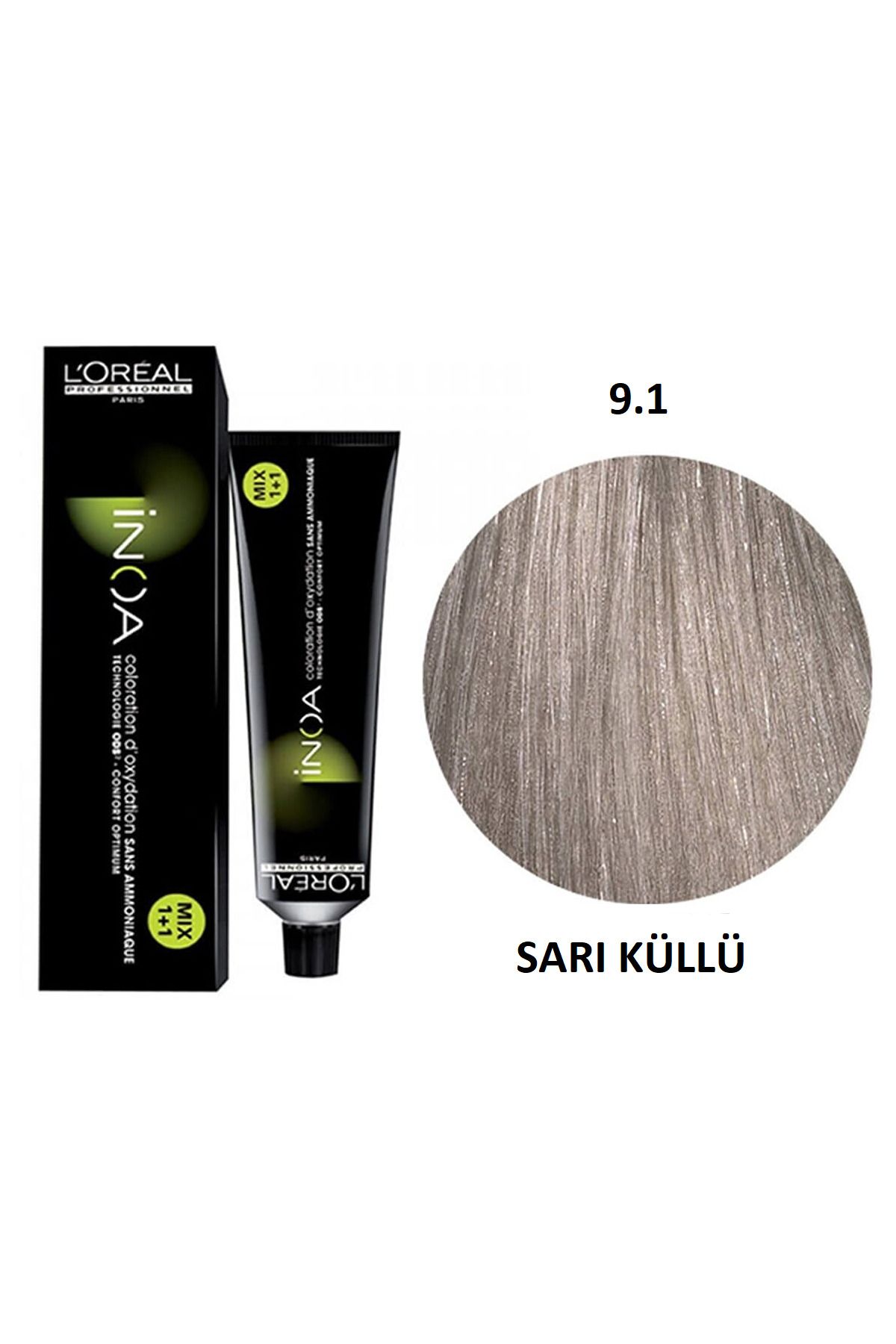 L'oreal Professionnel Inoa 9,1 Natural Ash Blonde Ammonia Free Permament Hair Color Cream 60ml Keyk.*