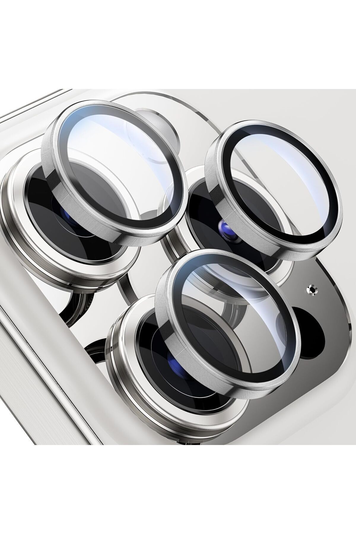 CONSTRAİN iPhone 15 Pro-15 Pro Max Uyumlu Kamera Lens Koruyucu silver titanyum