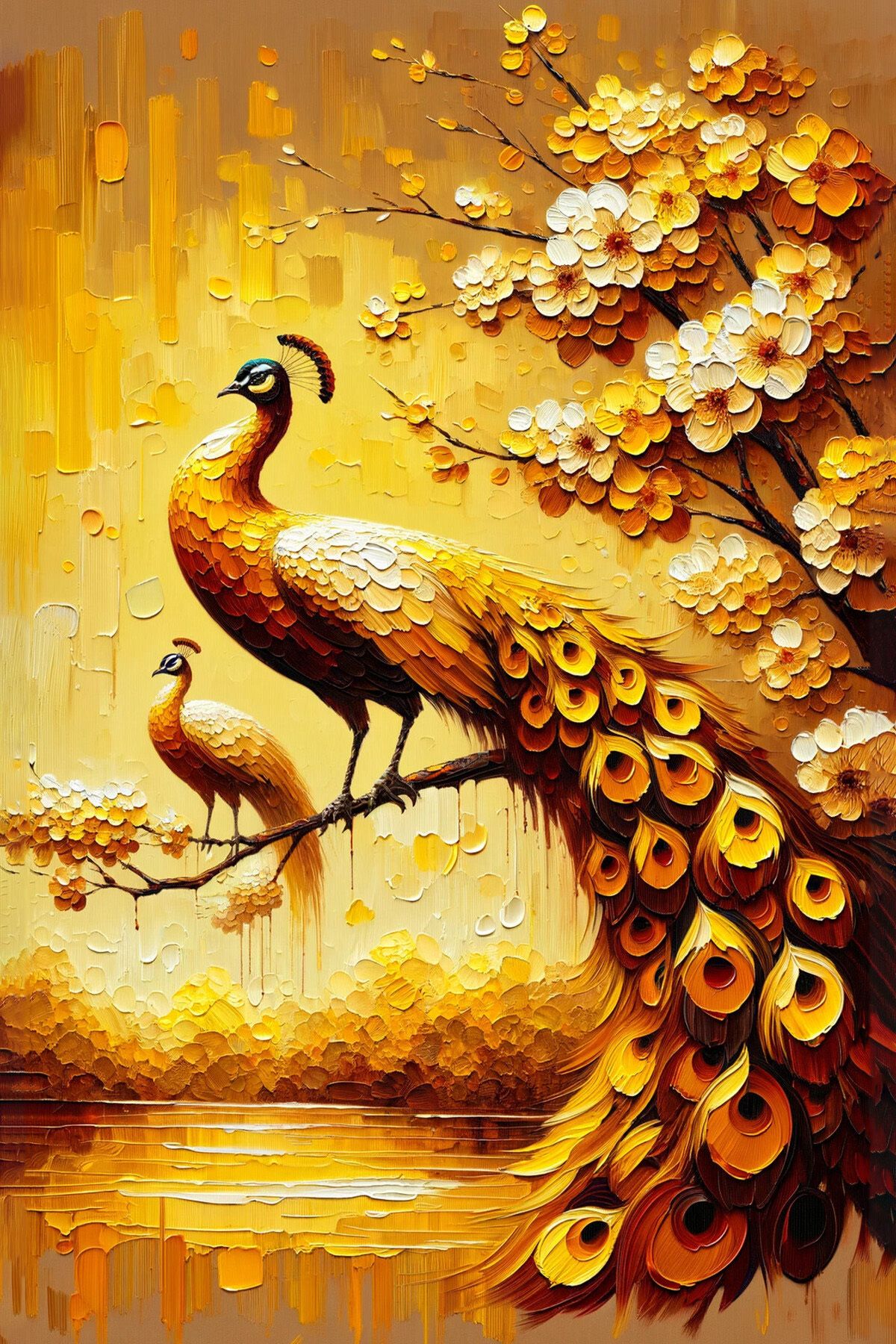 Aden tavus kuşu sarı kanvas tablo