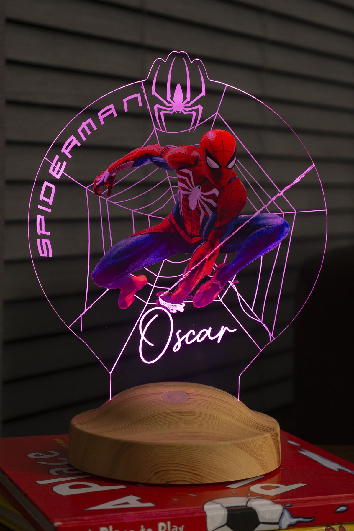SEVGİLAMBASI Spiderman Örümcek Adam Spider Man Figürlü Kişiye Özel Gece Lambası, Renkli Led Lamba, Spider-man