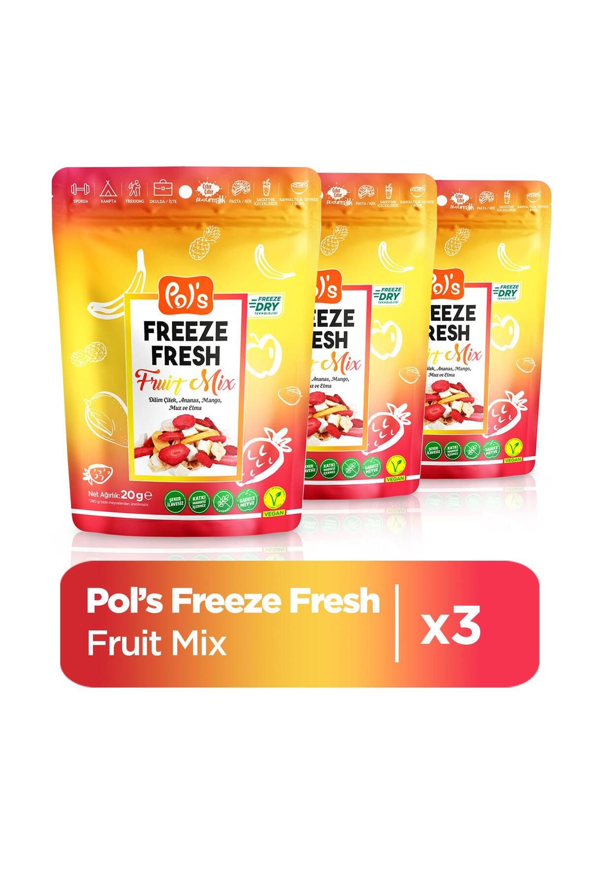 Pol's Freeze Fresh Fruit Mix 20 g x 3 adet