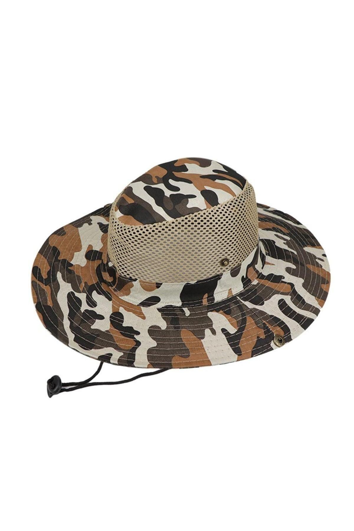 Rupen Kraft Fİleli Güneş Korumalı Profesyonel Safari Şapka Outdoor Şapka Katlanabilir Safari Şapka
