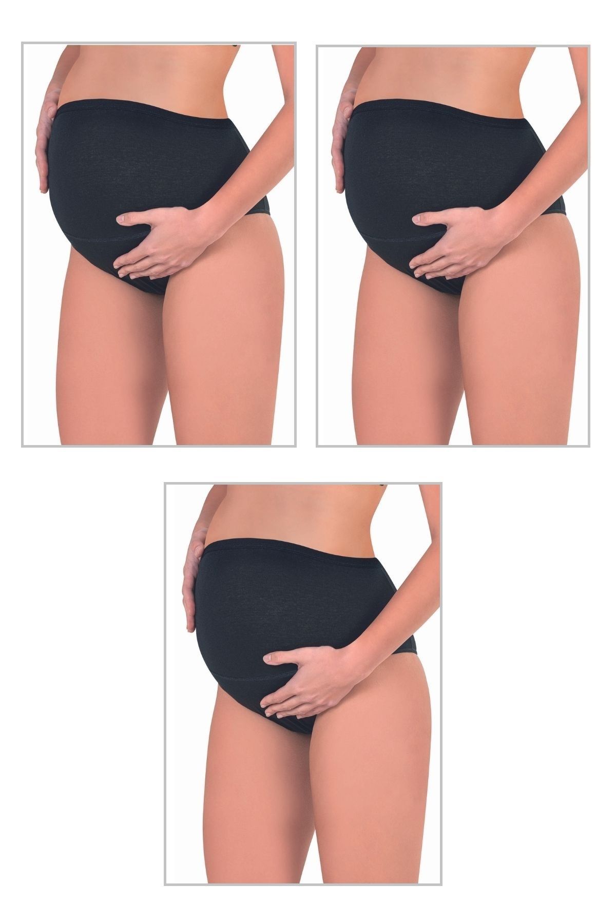 ÖZKAN underwear Özkan 23582 3'lü Paket Kadın Siyah Renk Pamuklu Likralı Süprem Hamile Lohusa Yüksek Bel Bato Külot