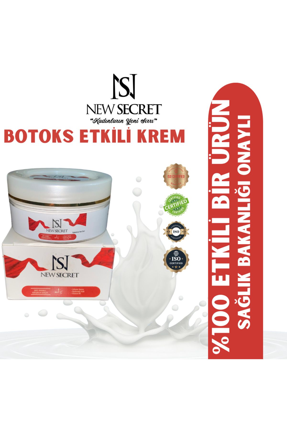 New Secret Cosmetic Antı Wrınkle Cream Botoks Etkili Krem Lifli Sabun Hediye