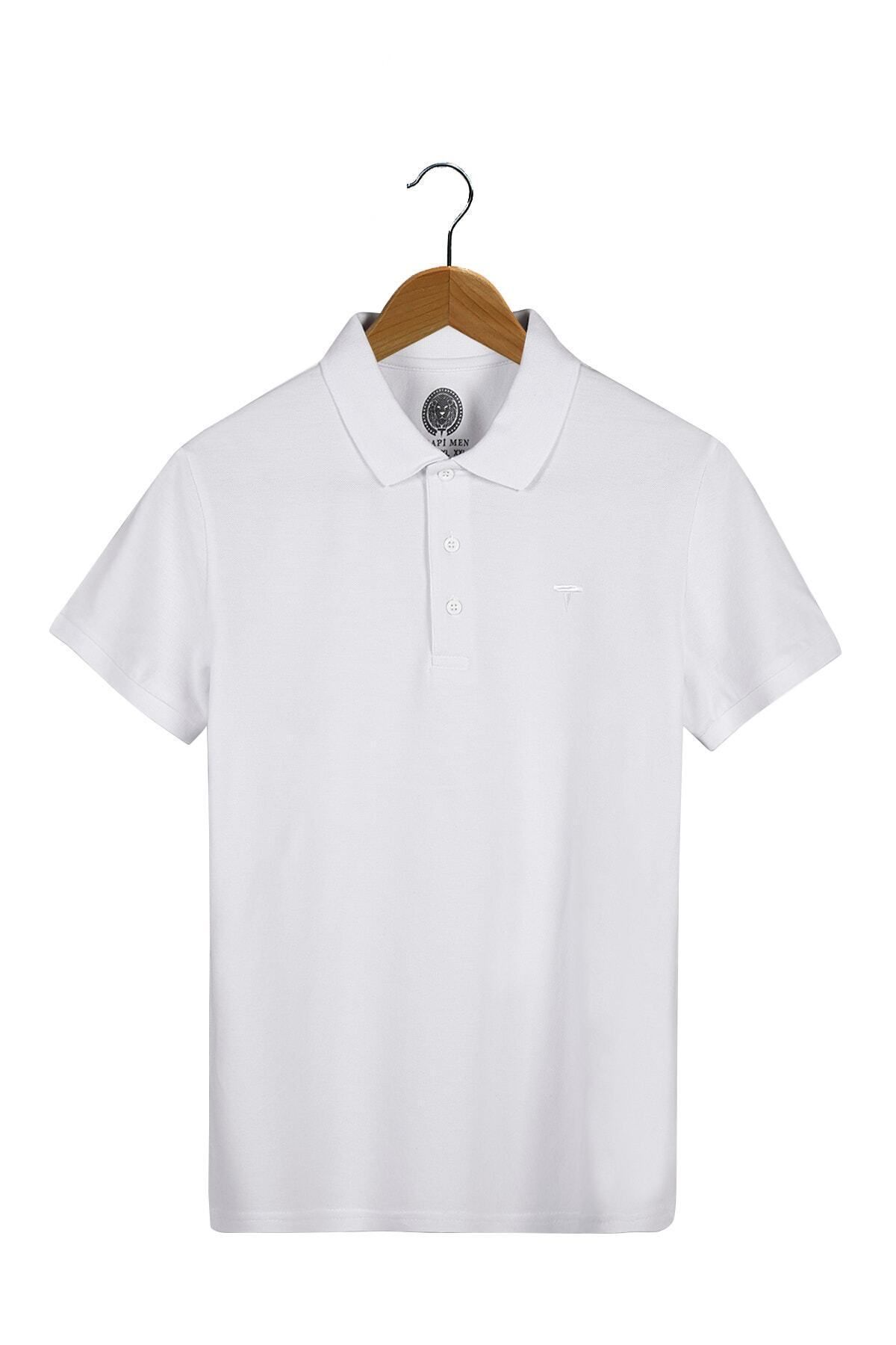 Terapi Men Erkek  Beyaz Basic Slim Fit Polo Yaka T-shirt