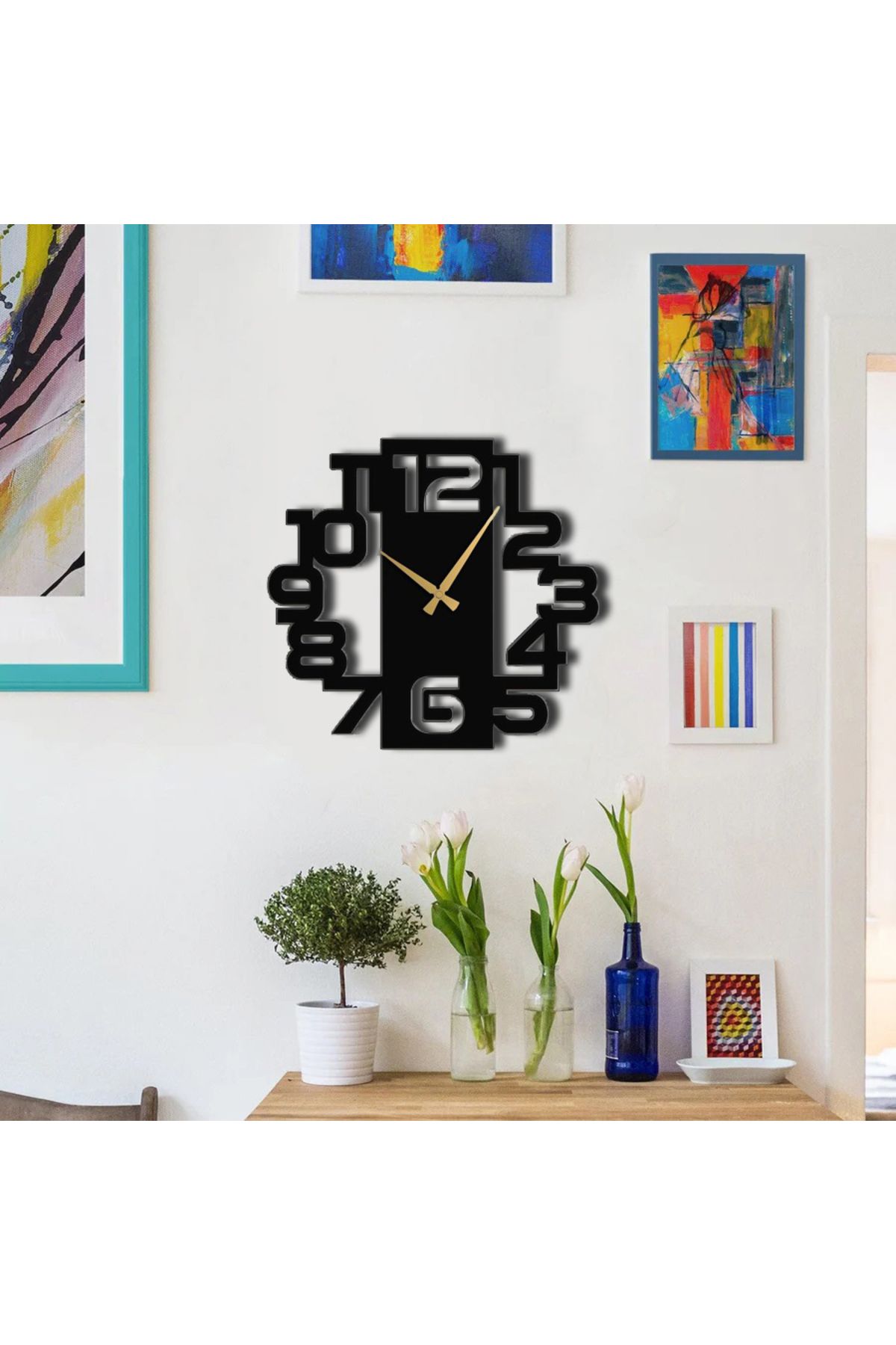 3Design Paris Dekoratif Metal Duvar Saati Normal Rakamlı Sessiz Dekoratif Oturma Odası Saati
