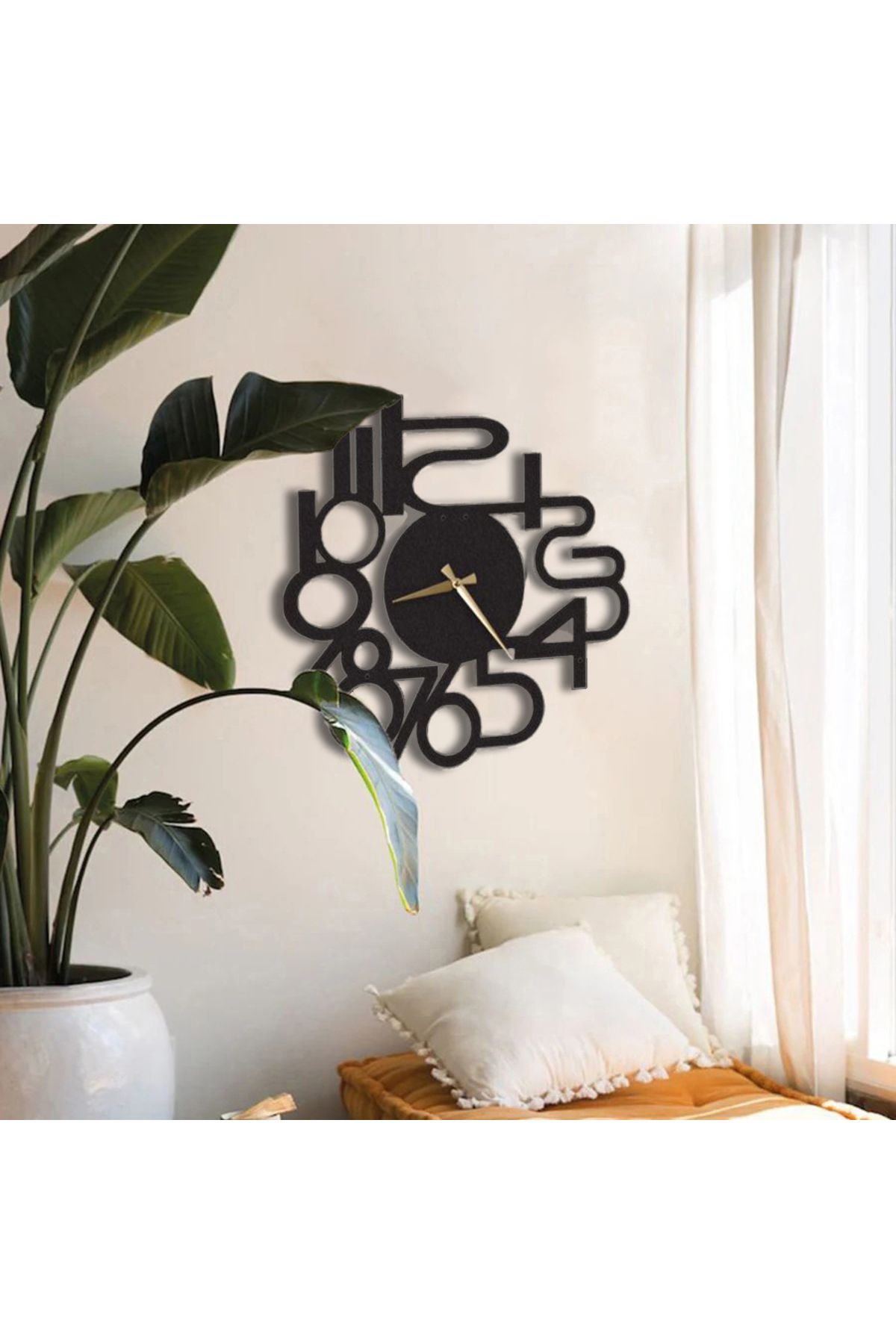3Design Prag Dekoratif Metal Duvar Saati Normal Rakamlı Sessiz Dekoratif Oturma Odası Saati