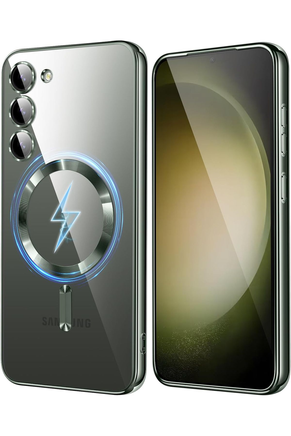 Fibaks Samsung Galaxy S24 Kılıf Kamera Lens Korumalı Magsafe Şarj Kilifi Şeffaf Renkli Yumuşak Kapak