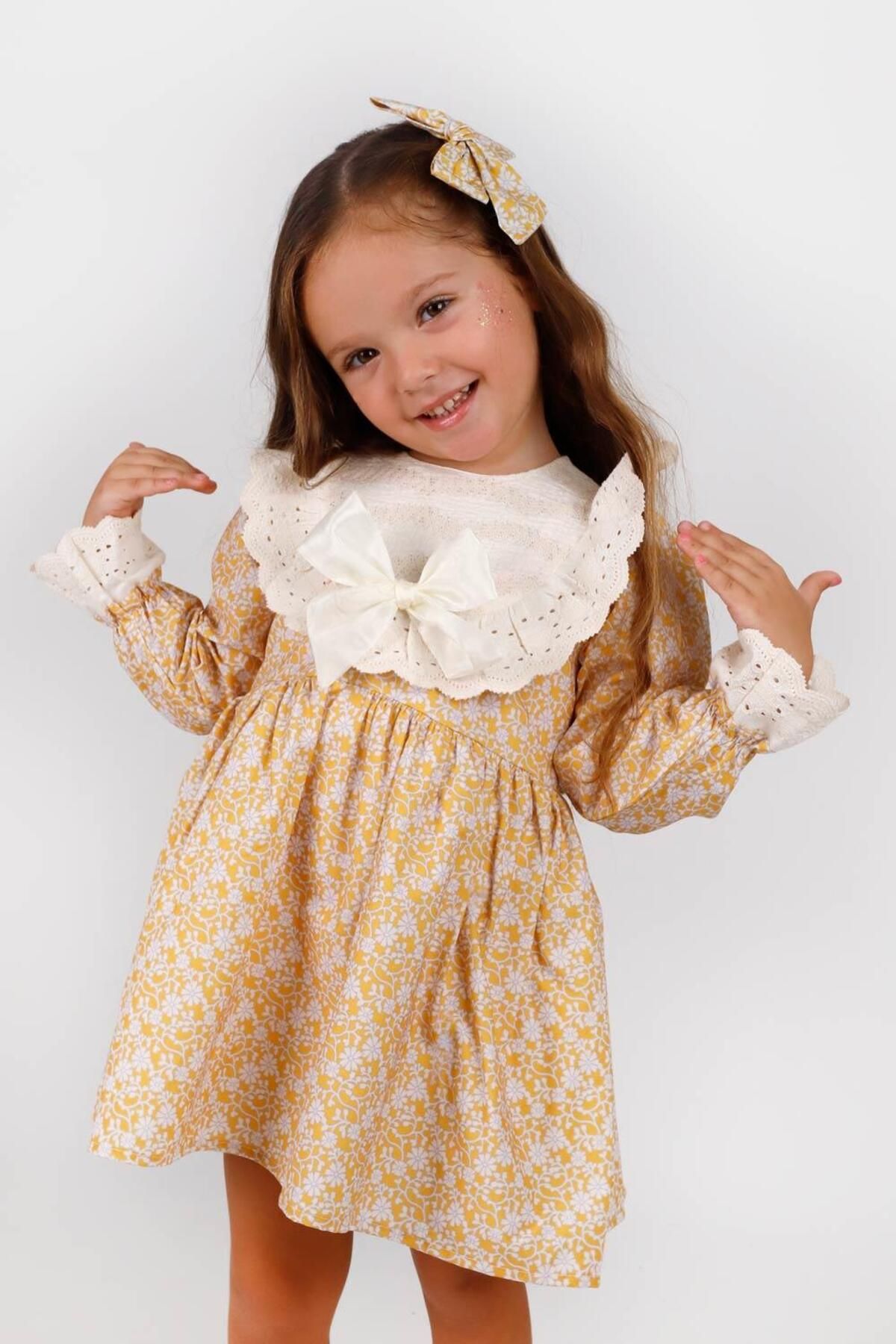 Le Mabelle Hardal Fisto Detaylı Çiçekli Kız Çocuk Elbise - Trinetta