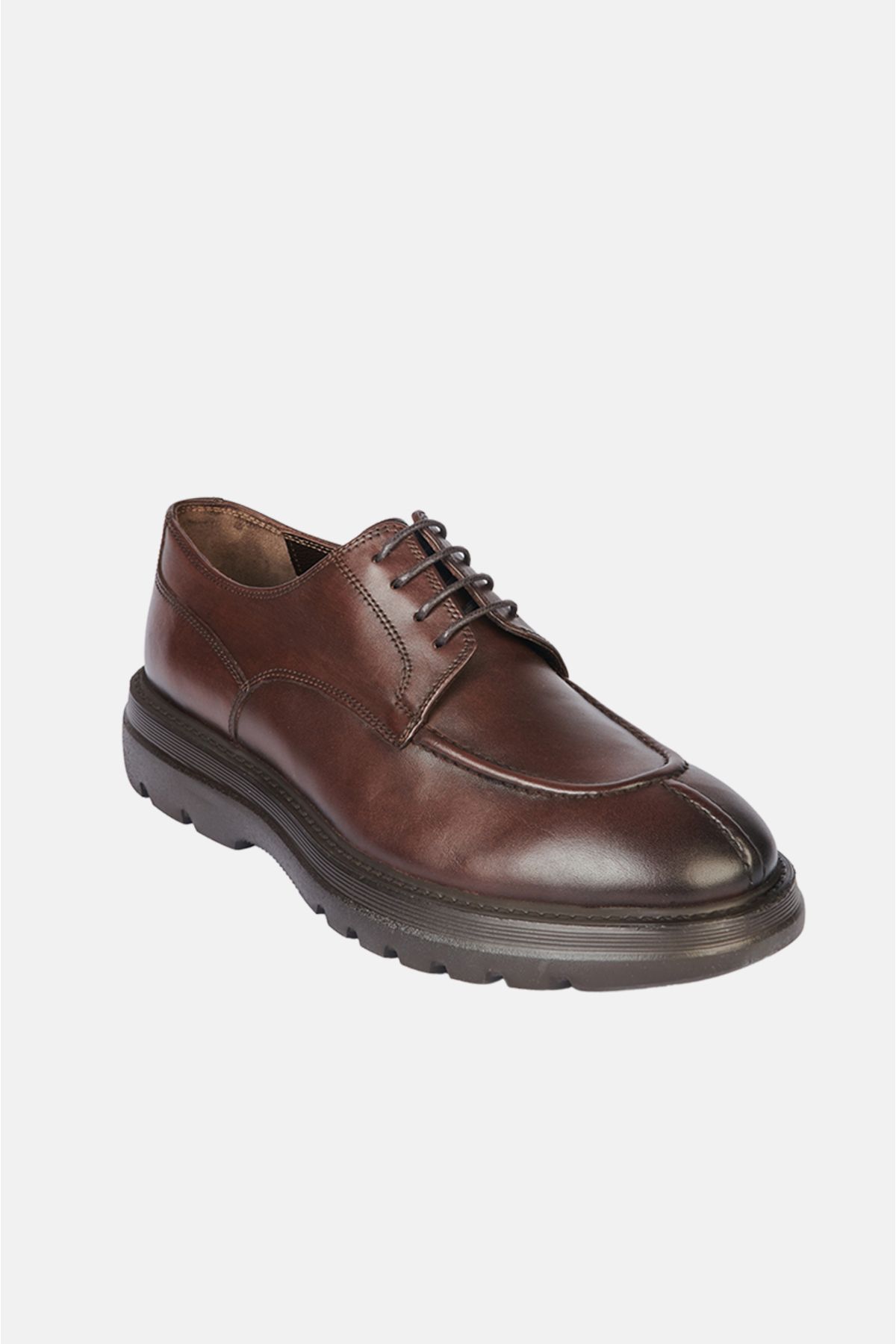 Avva Erkek Kahverengi %100 Deri Burnu Dikişli Bağcıklı Klasik Ayakkabı A32y8014
