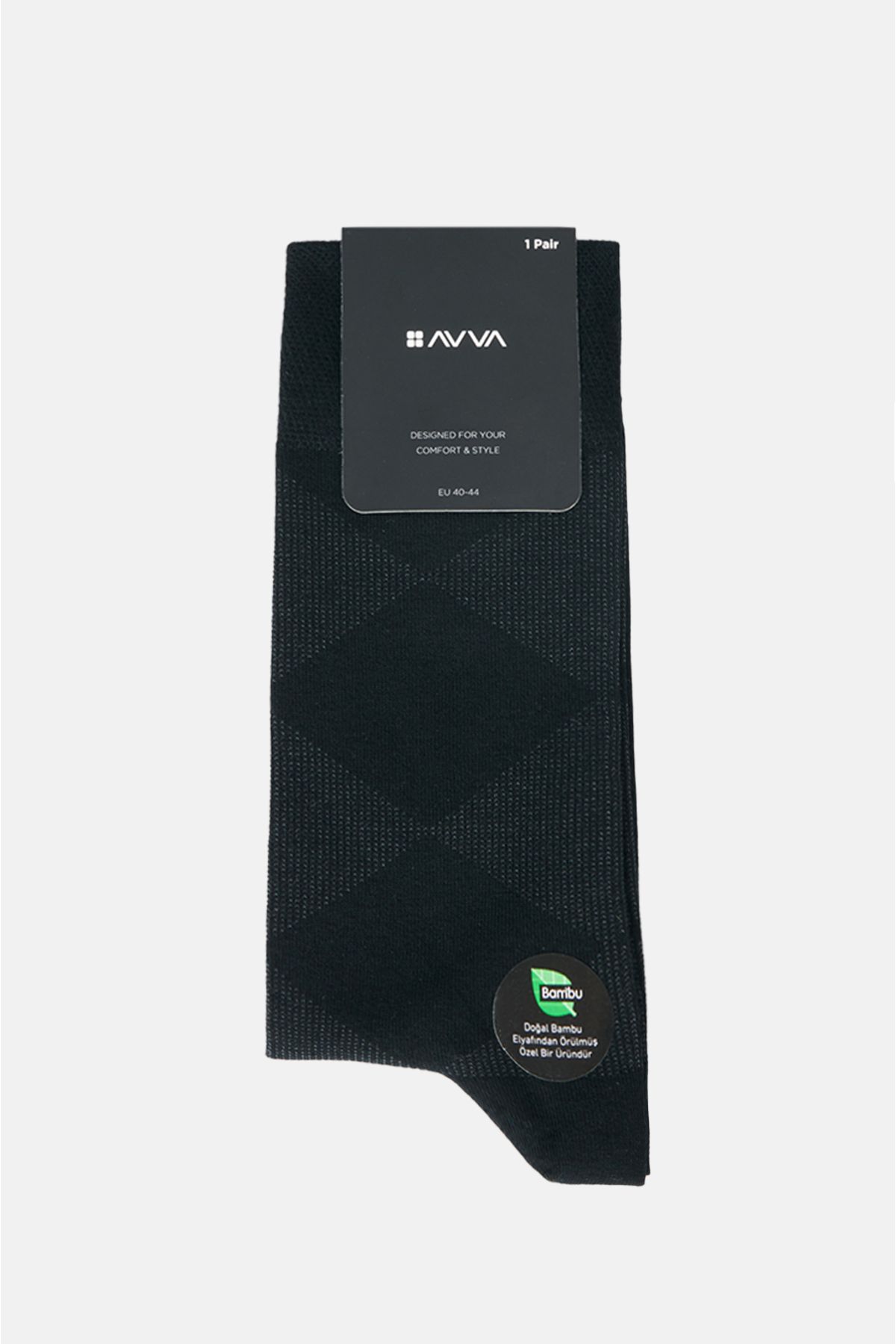 Avva Erkek Siyah Desenli Bambu Soket Çorap A32y8526