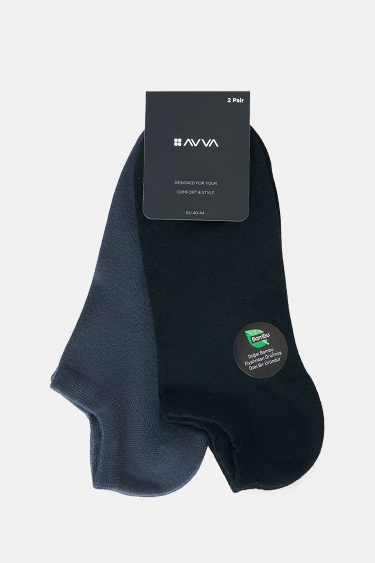 Avva Erkek Antrasit-siyah 2'li Bambu Patik Çorap B008506