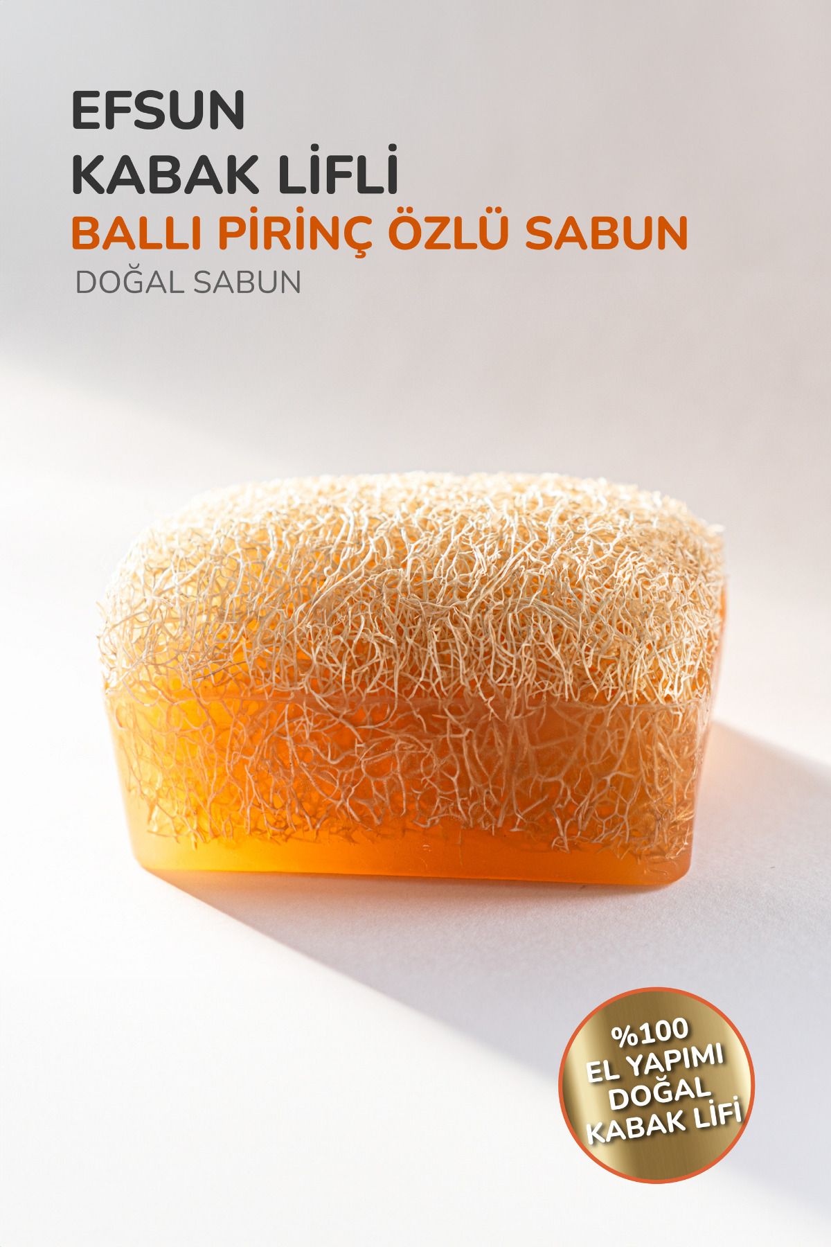 Efsun Premium %100 El Yapımı Doğal Kabak Lifli Ballı Pirinç Özlü Sabun