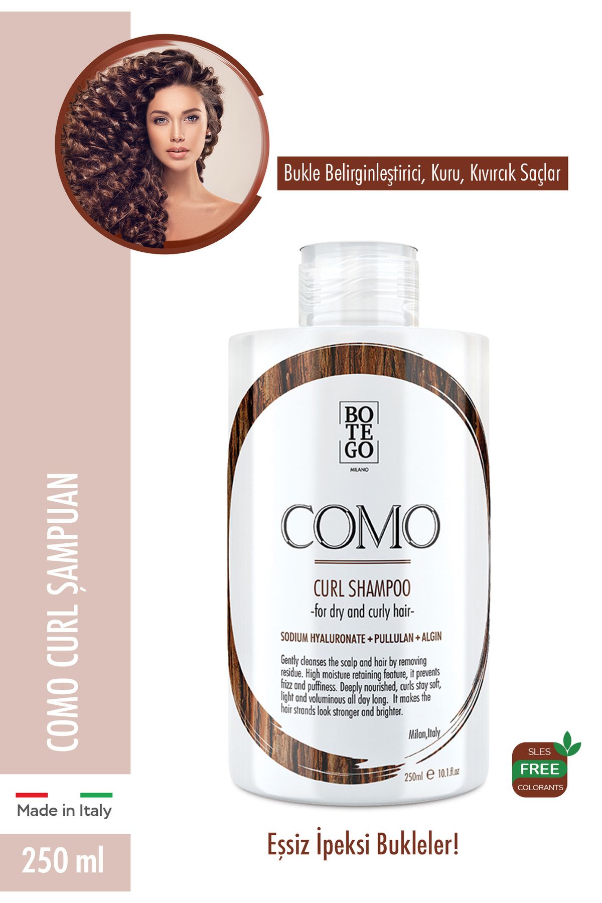 botegohair Como Curl Bukle Şampuanı 250 ml - Bukle Belirginleştirici / Kuru Kıvırcık Saçlar