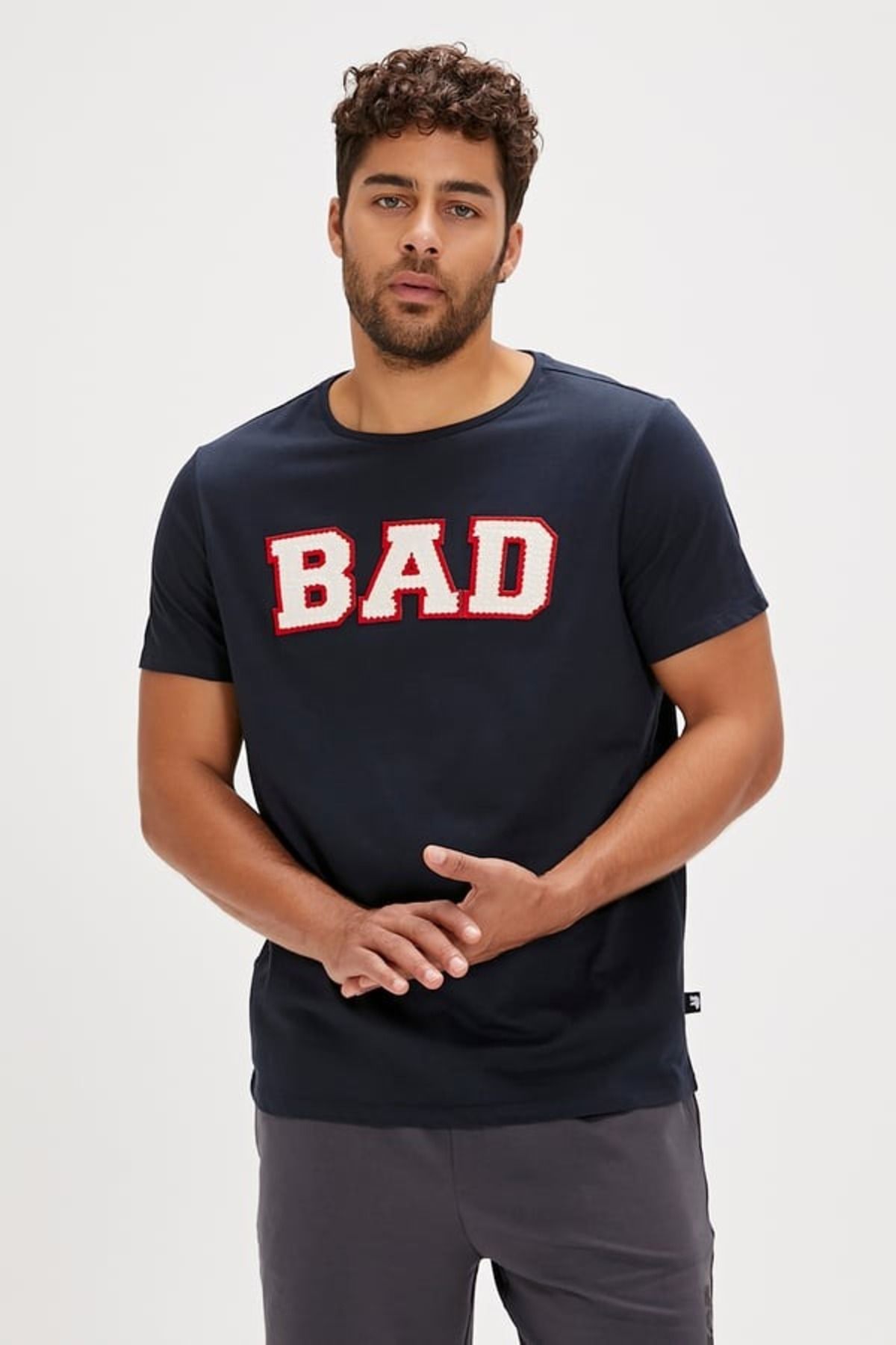 Bad Bear Felt Erkek T-shirt 24.01.07.036 Navy