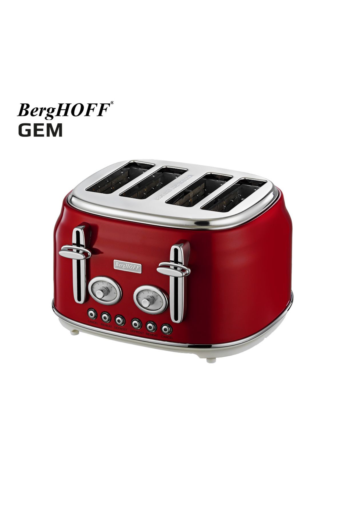 Berghoff GEM RETRO Kırmızı Dört Dilim Ekmek Kızartma Makinesi