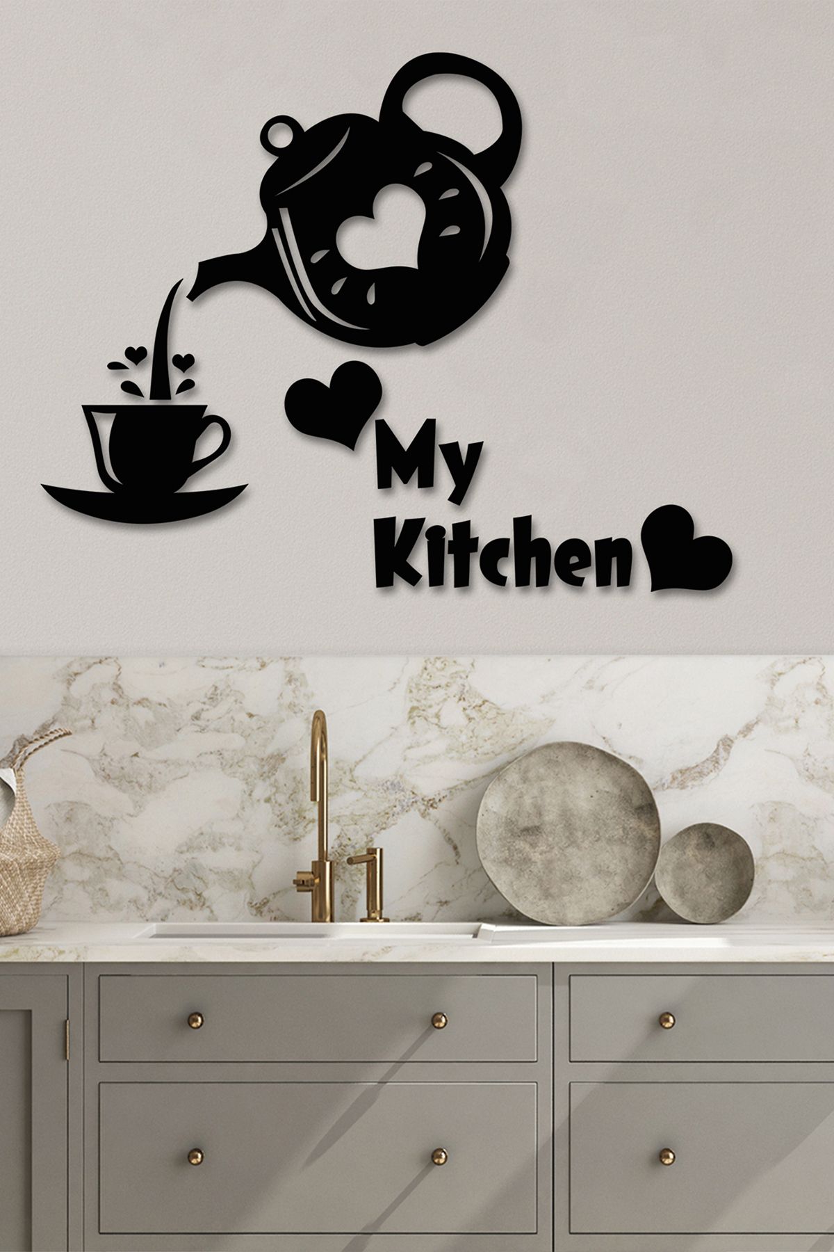 Evimemoda My Kitchen Mutfak Cafe Dekoratif Siyah Mdf Tablo