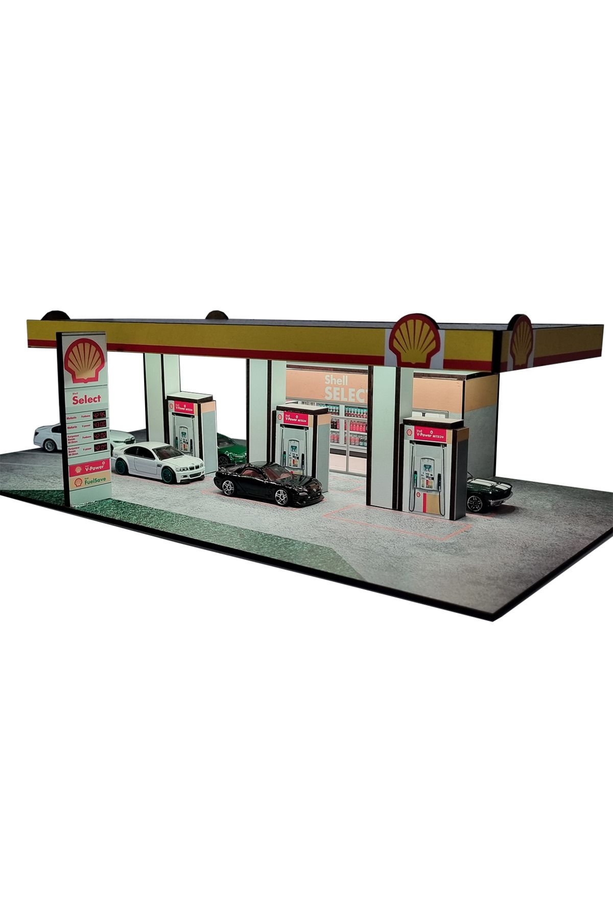 HOT WHEELS Shell Benzinlik Diorama Led Aydınlatmalı 1/64 Ölçek Uyumlu