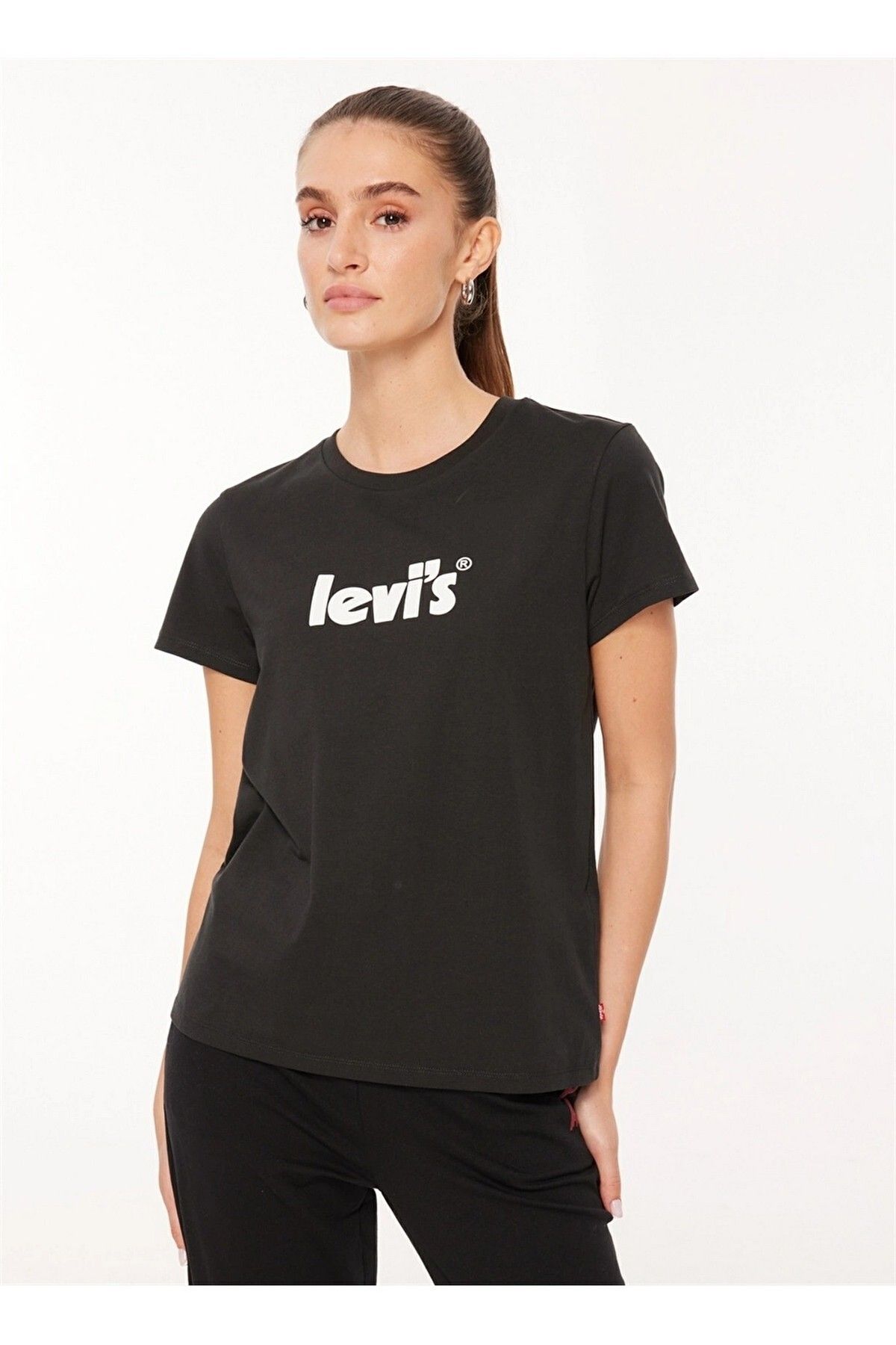 Levi's Kadın T-shirt A2086-0103 The Perfect Tee - Seasonal Poster Logo T2 Caviar