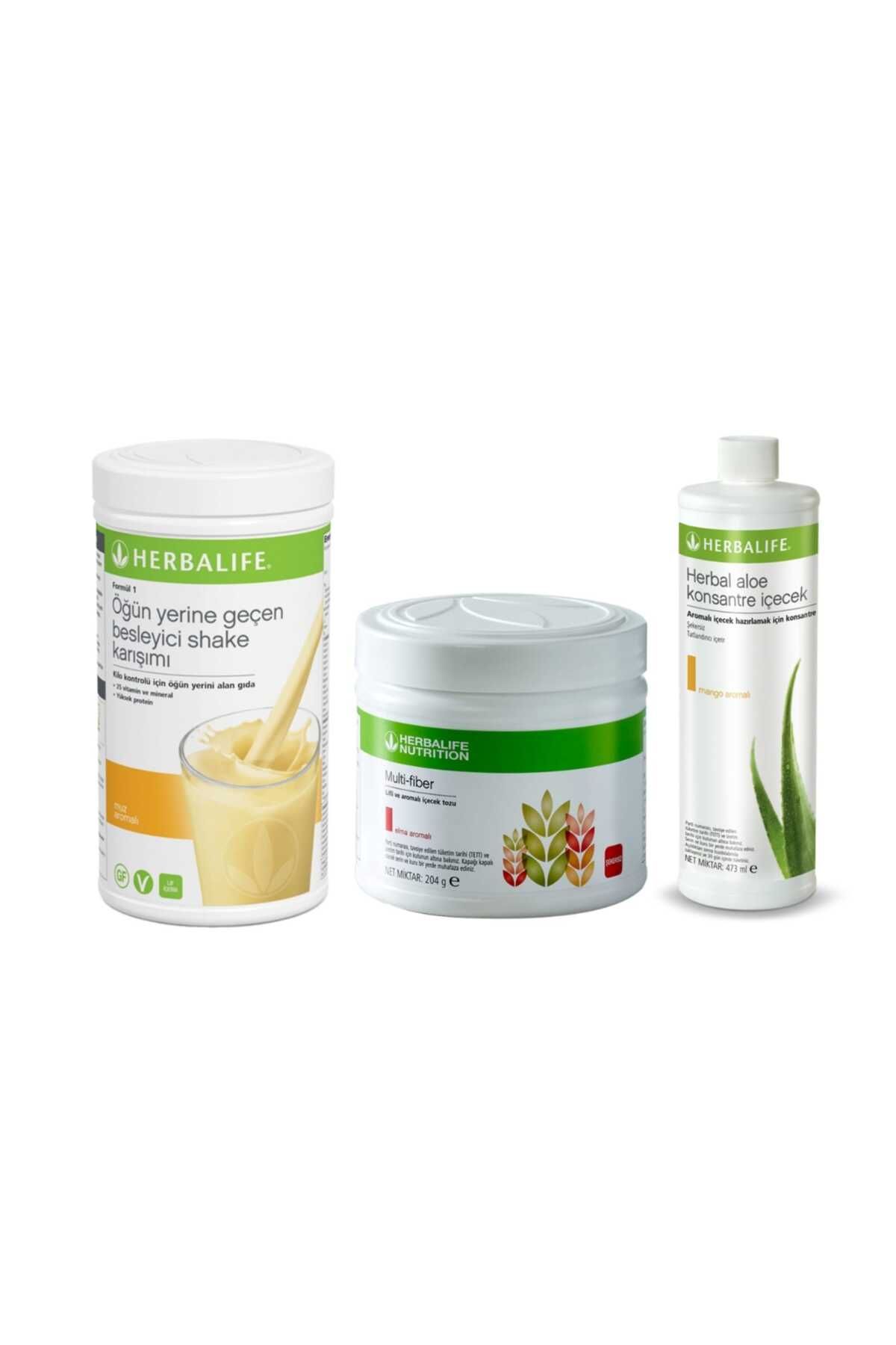 Herbalife Sindirim Set - Formül 1 shake- Multi fiber toz- Aloe vera içecek