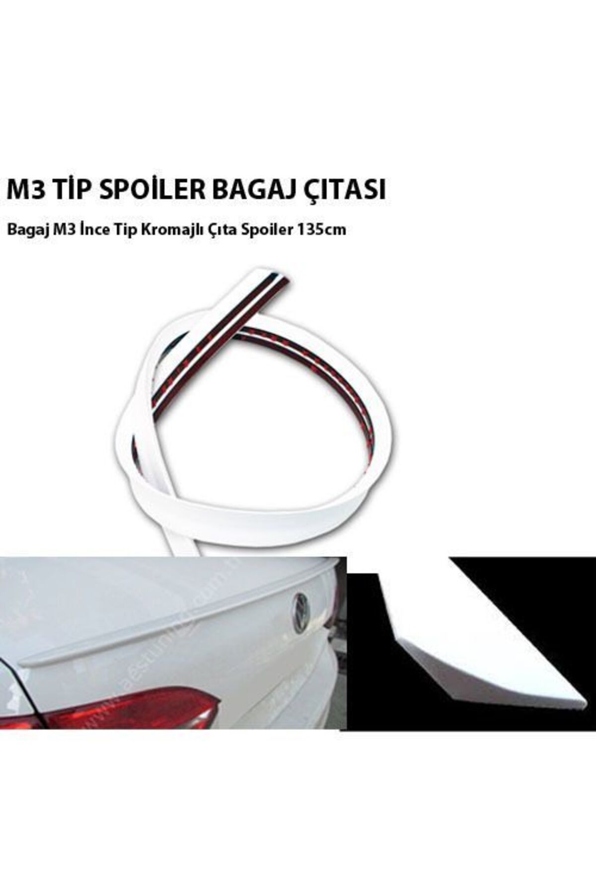 Leader Bagaj Çıtası M3 Çıta Bagaj Spoiler Arka Kanat Beyaz 3.5cm - 135cm