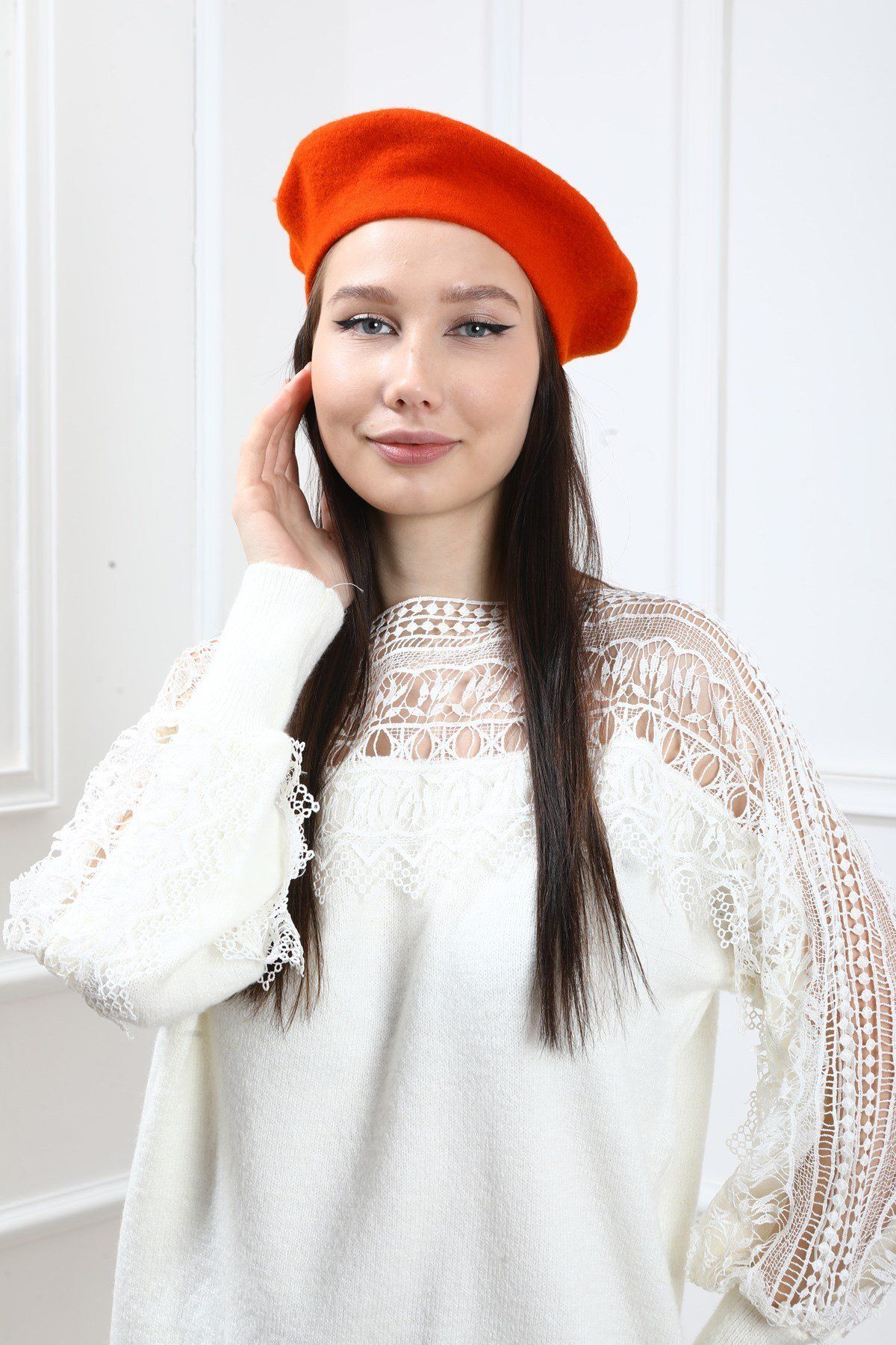 For Angels Turuncu Fransız Keçe Ressam Şapkası