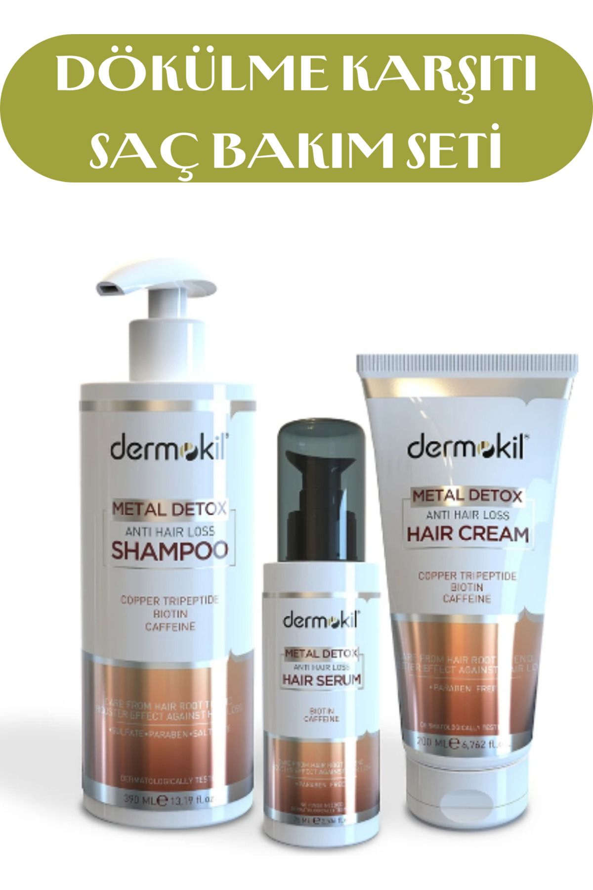 Dermokil Dökülme Karşıtı Saç Bakım Seti - Şampuan, Saç Kremi ve Saç Serumu