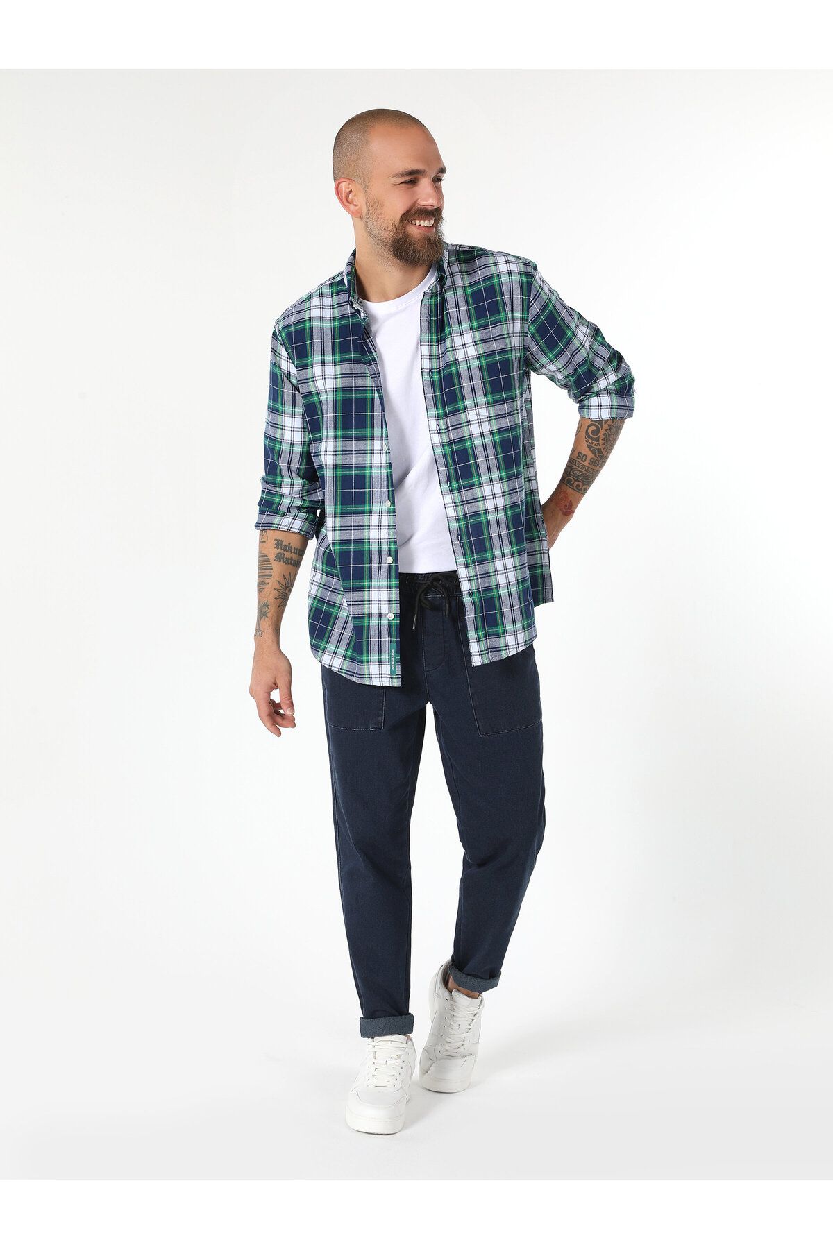 Colin’s Regular Fit Kareli Lacivert Erkek Uzun Kol Gömlek Cl1061794