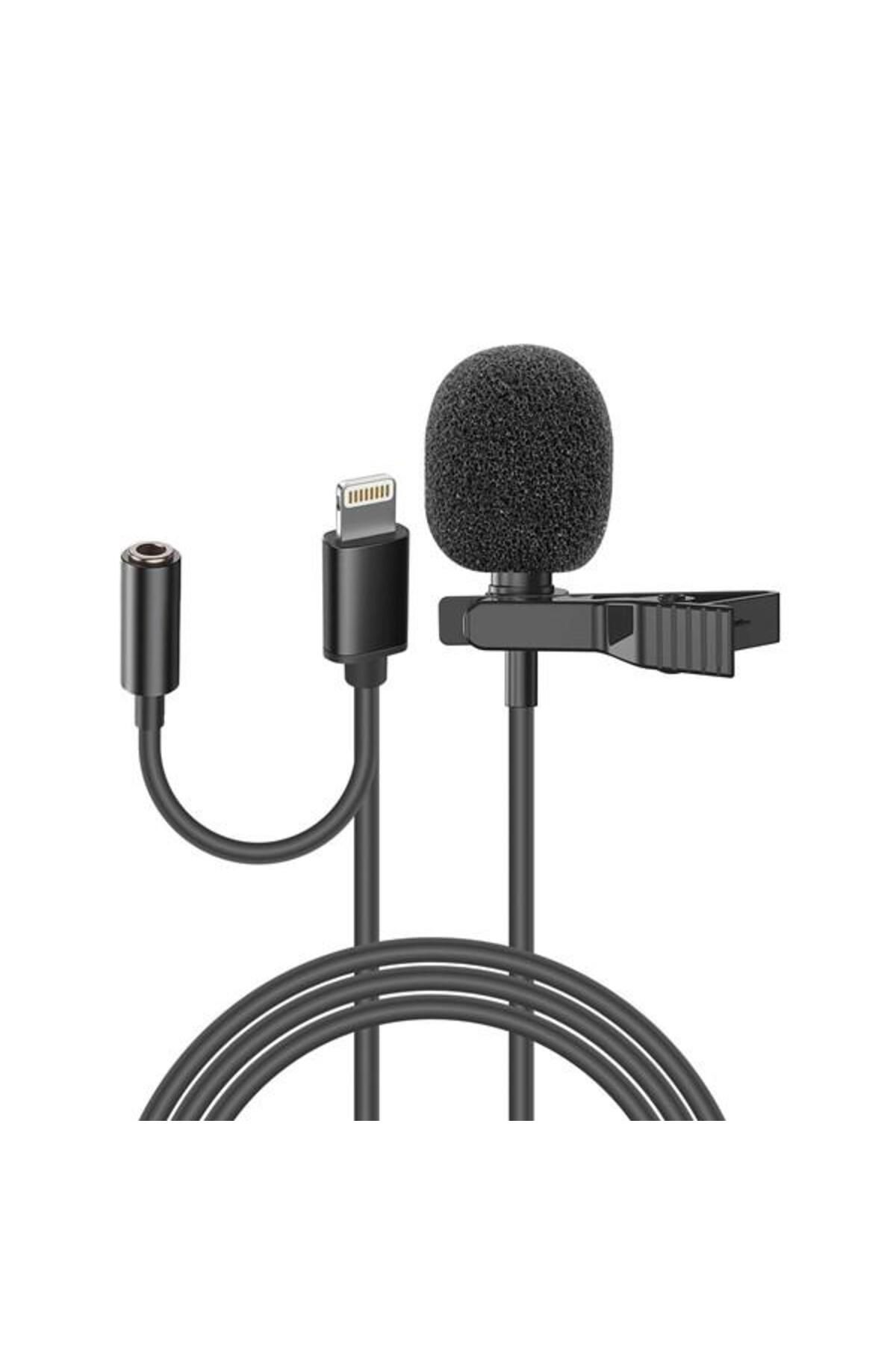 Genel Markalar Sn-mtk35 Siyah Lightning Tik-tok Akıllı Telefon Kulaklık Çıkışlı Yaka Mikrofonu