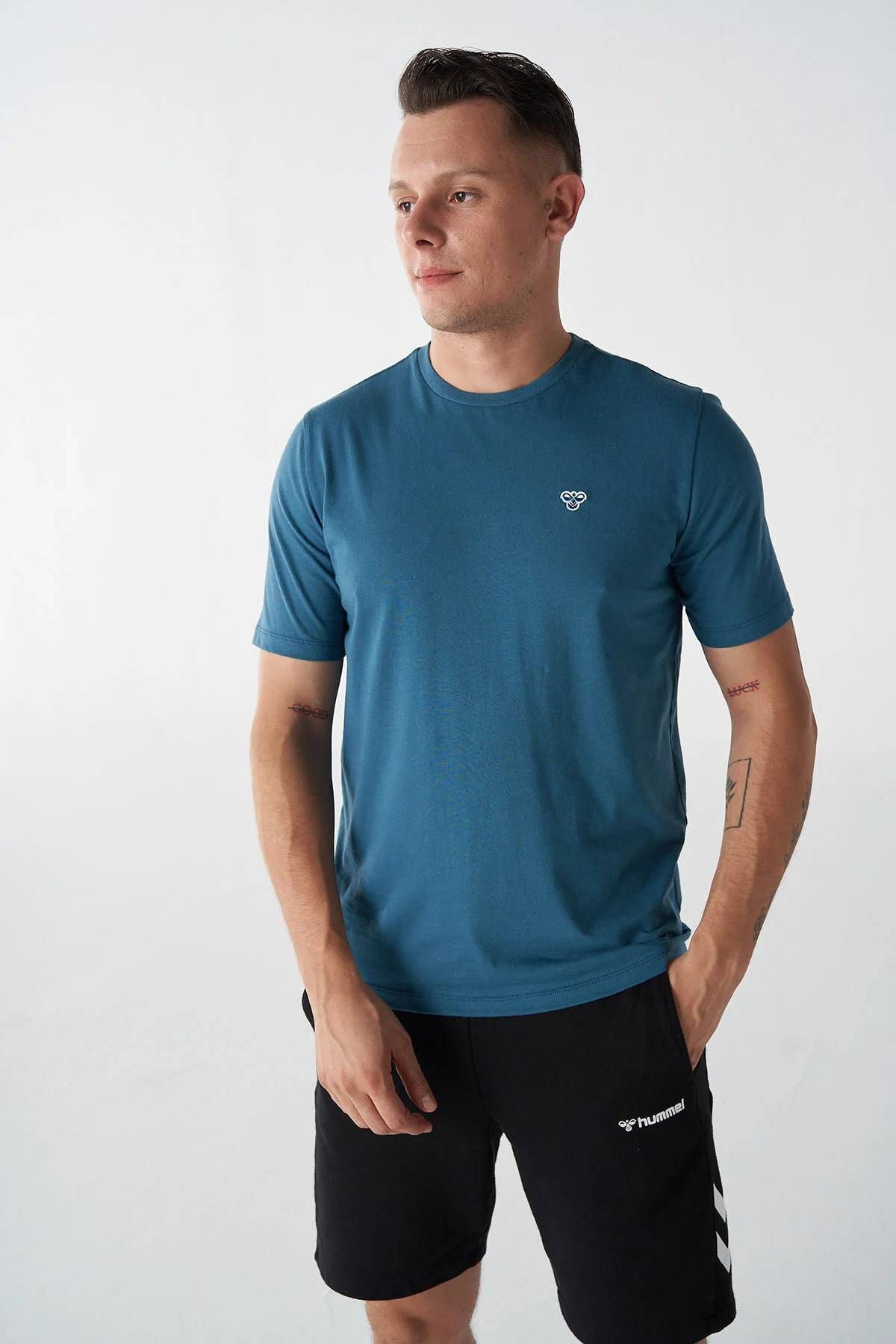 hummel 911865-7511 Hummel Hmlt-Ic Ico Regular T-Shırt Erkek T-shirt LEGION BLUE