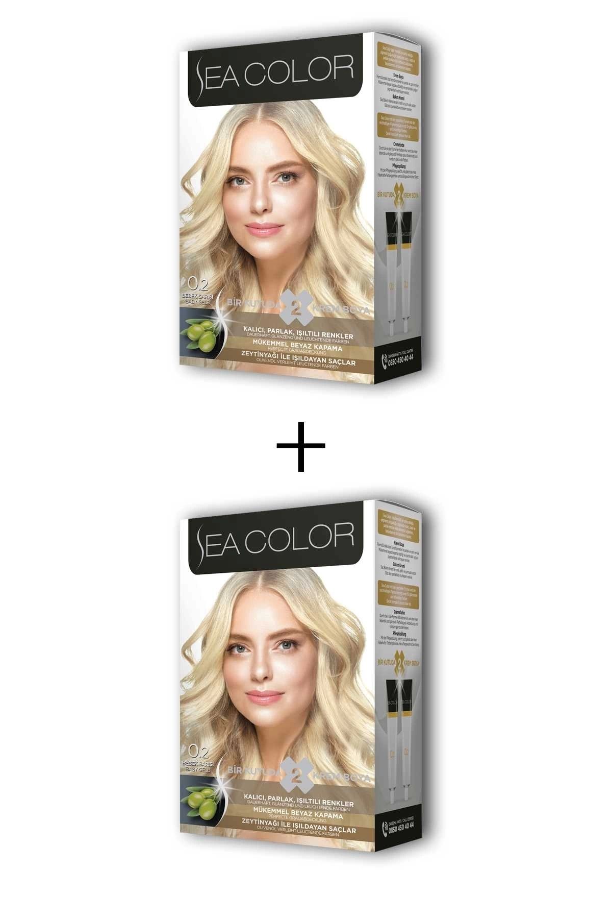 Sea Color 2x2 Tüp Krem Saç Boyası Seti Bebek Sarısı No:0.2