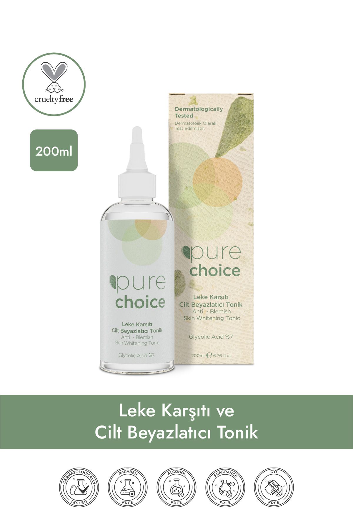 Pure Choice Leke Karşıtı Cilt Beyazlatıcı Tonik 200ml Glycolic Acid %7)