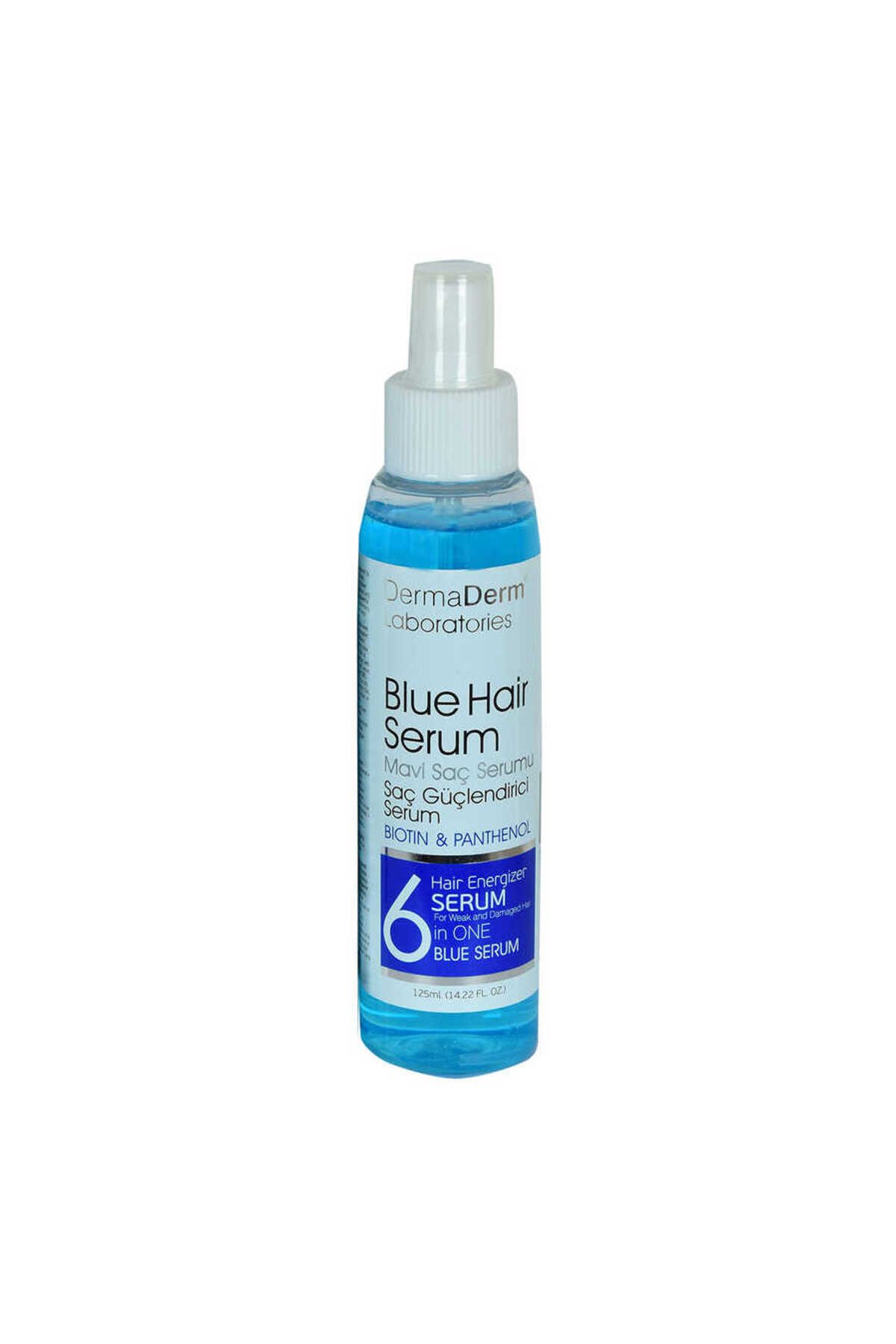 DermaDerm Mavi Saç Serumu Saç Güçlendirici Serum (Biotin Panthenol Vitamin E-Keratin) 125 ML
