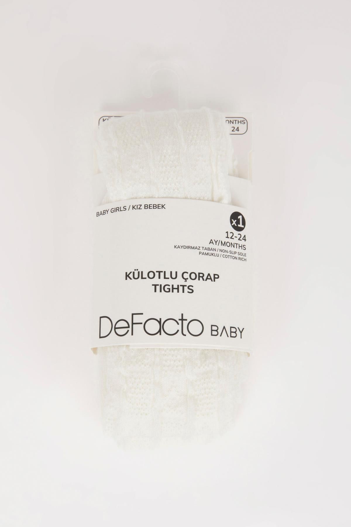Defacto Kız Bebek Dikişsiz Pamuklu Külotlu Çorap C9087A5NS