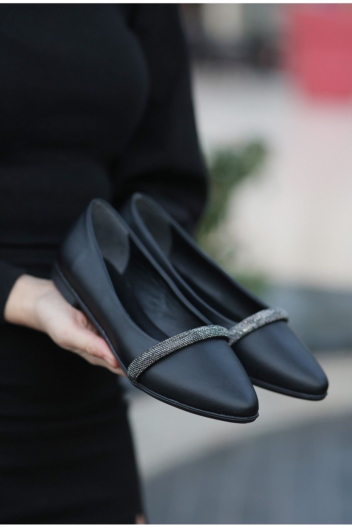 Erbilden Lille Siyah Cilt Babet Ayakkabı