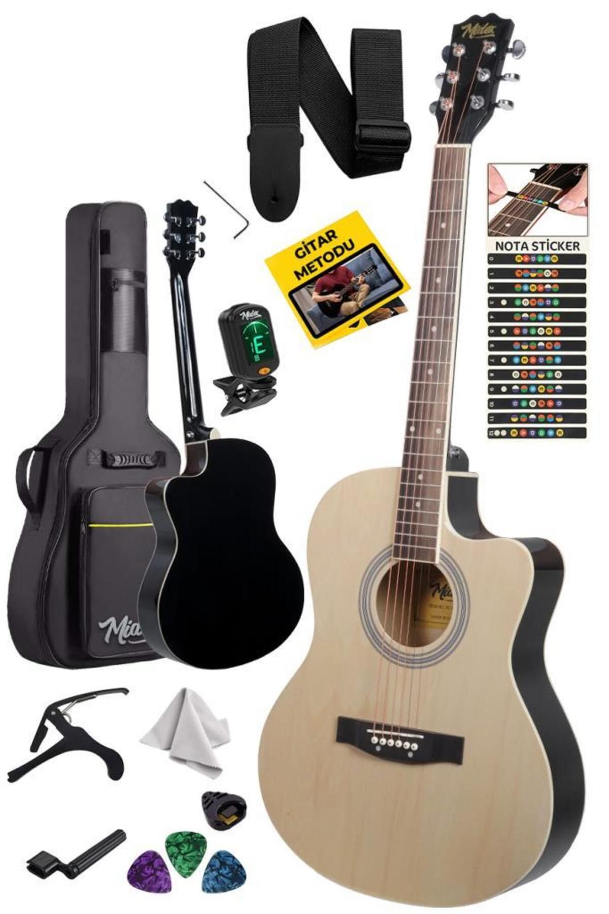 Midex Xc-200nt Kesik Kasa Profesyonel Akustik Gitar 4/4 Yetişkin Üst Segment (gigbag Çanta Tuner Cap