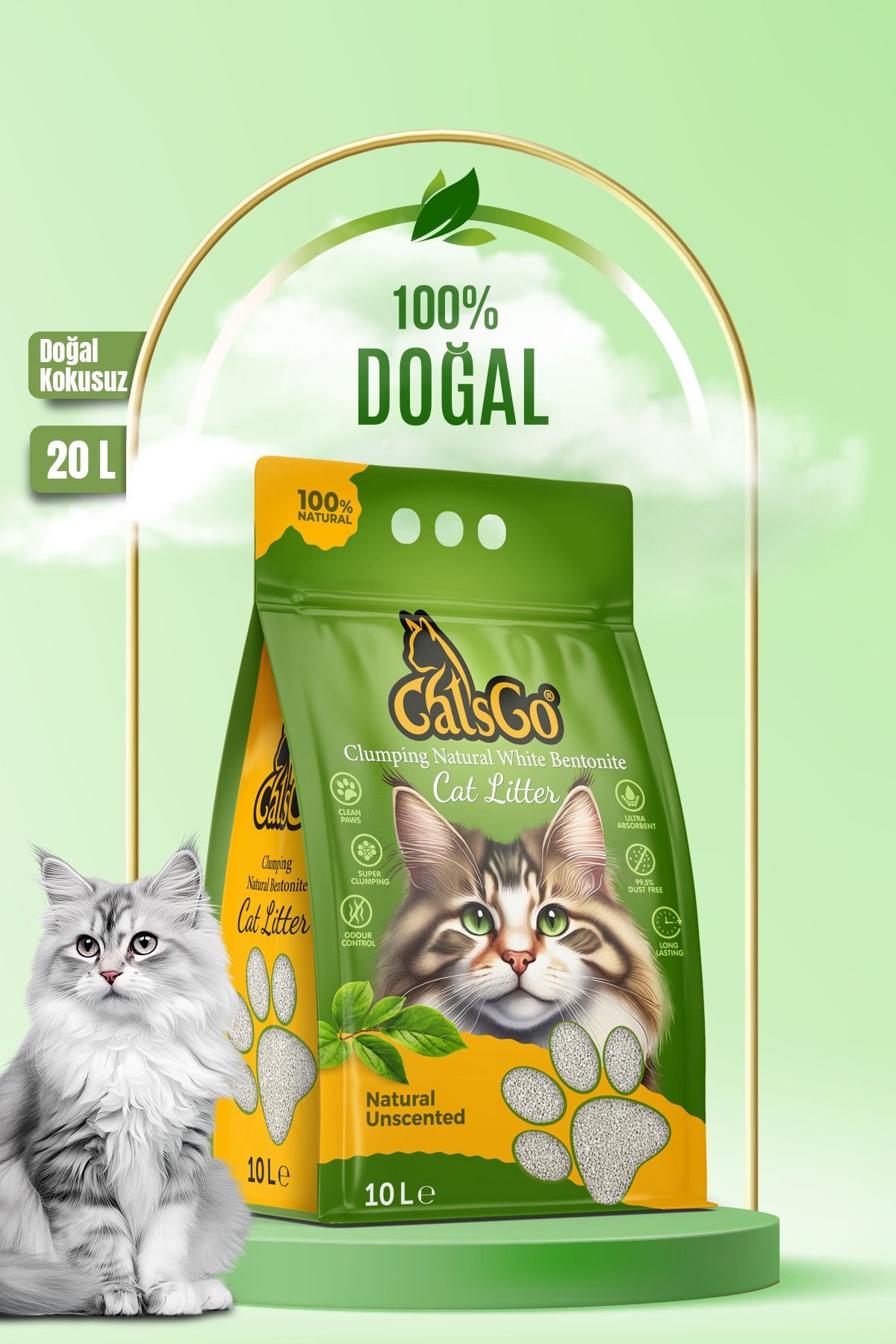 CatsGo Cat’s Go Natural Premium Organik Kedi Kumu 10 Lt 2 Adet