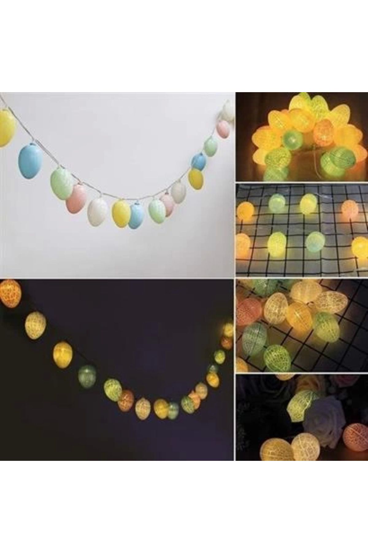 Genel Markalar Lucestkrg 10Lu Renkli Yumurta Şeklinde Dekoratif Dolama Led Aydınlaa New