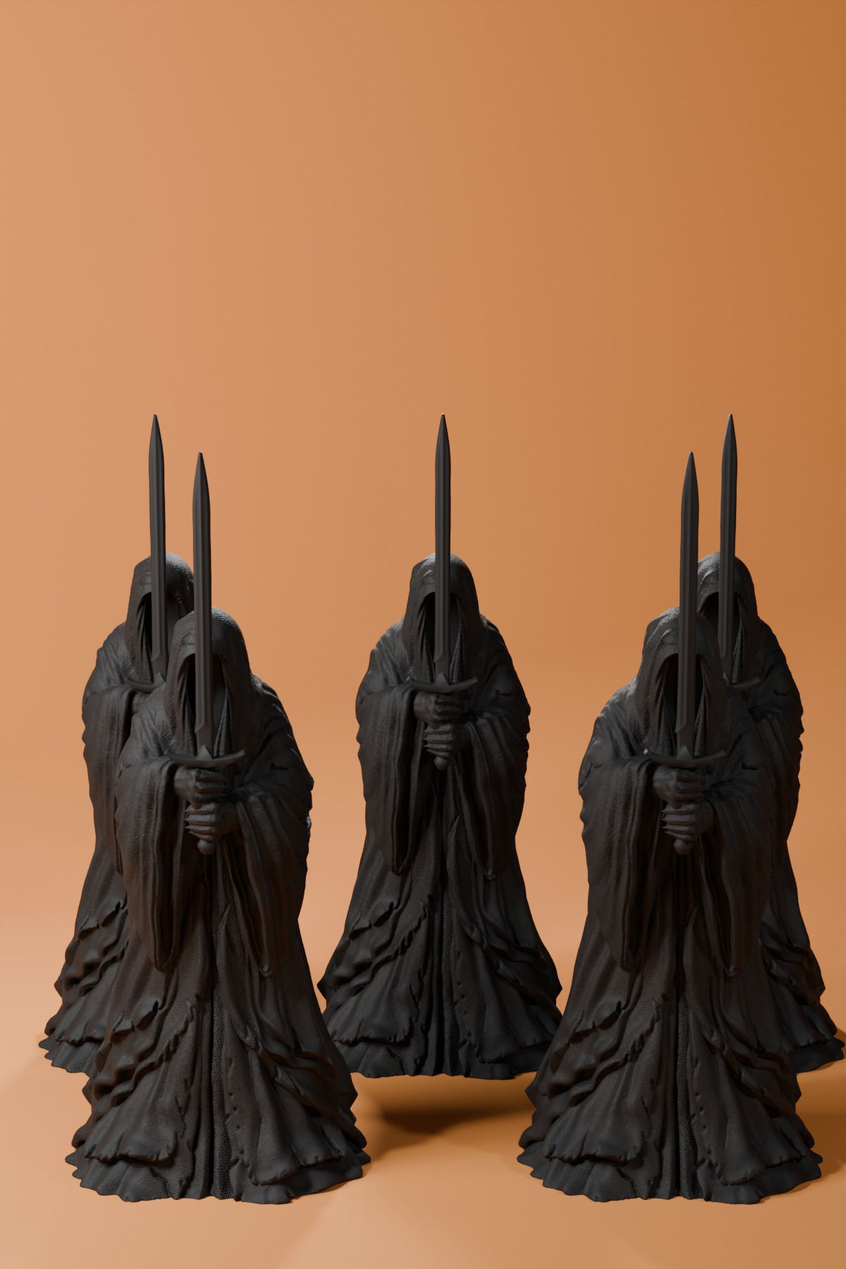 Cuboid 3D Küçük Boy 10 Cm Dekoratif ' Yüzüklerin Efendisi Nazgul ' 5'li Set Heykel Figür Büst Siyah Renk