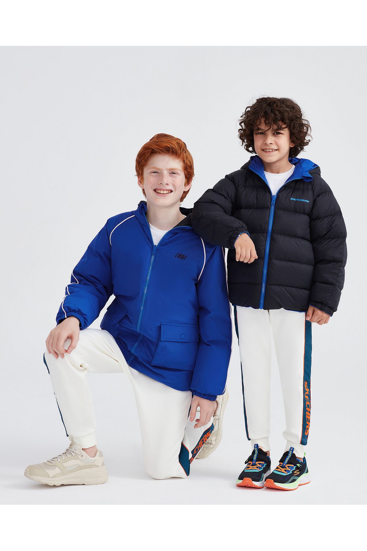 Skechers B Outerwear Reversible Coated Jacket Büyük Erkek Çocuk Mavi Çift Taraflı Mont Sk232025-403