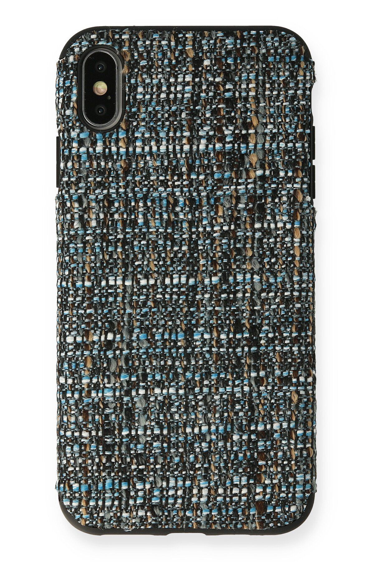 NewFace iPhone XS Max Kılıf Ottoman Kumaş Silikon - Mavi 374113