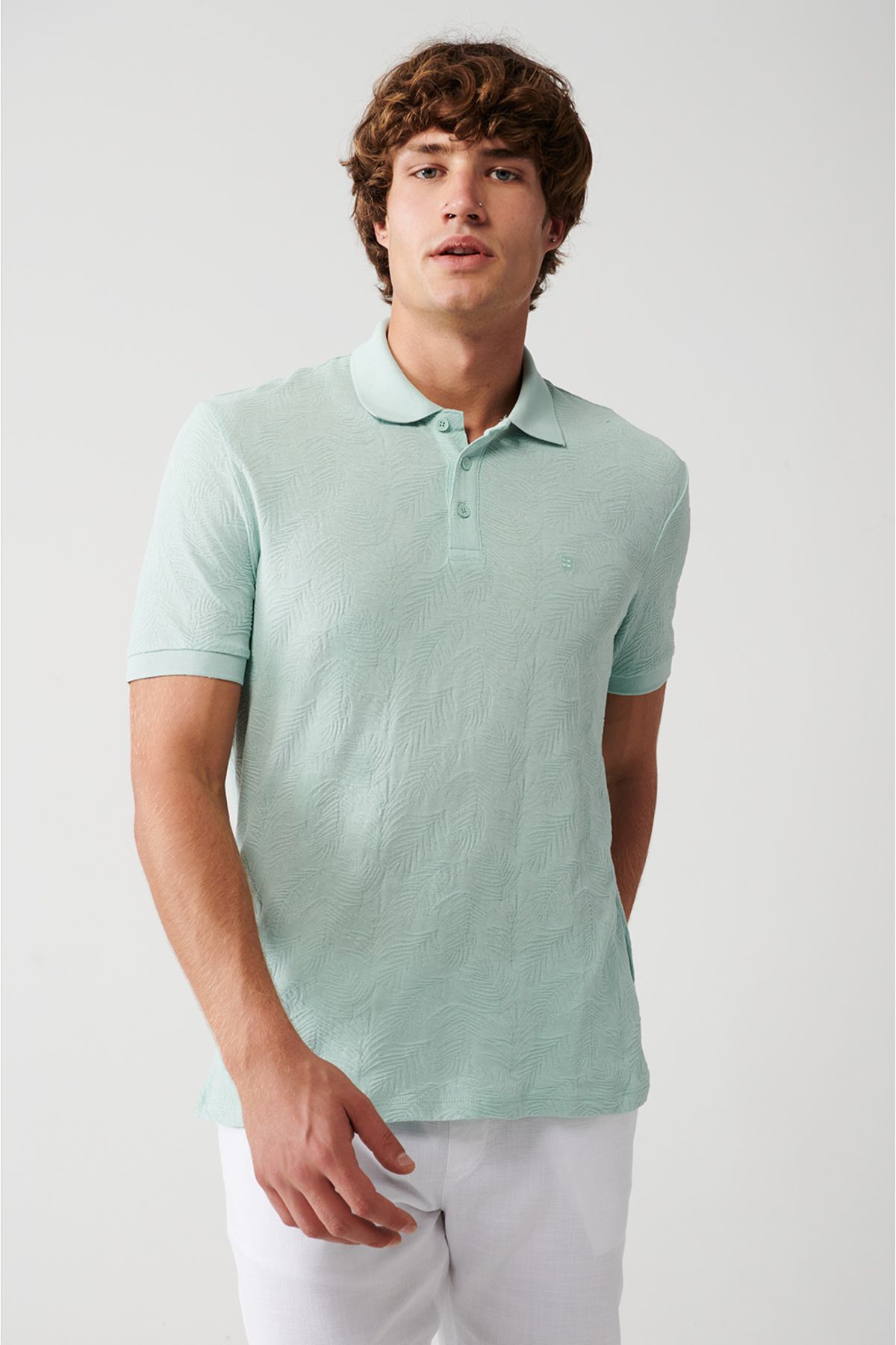Avva Erkek Mint Yeşil %100 Pamuk 3 Düğmeli Polo Yaka Ribanalı Regular Fit T-shirt A31y1194