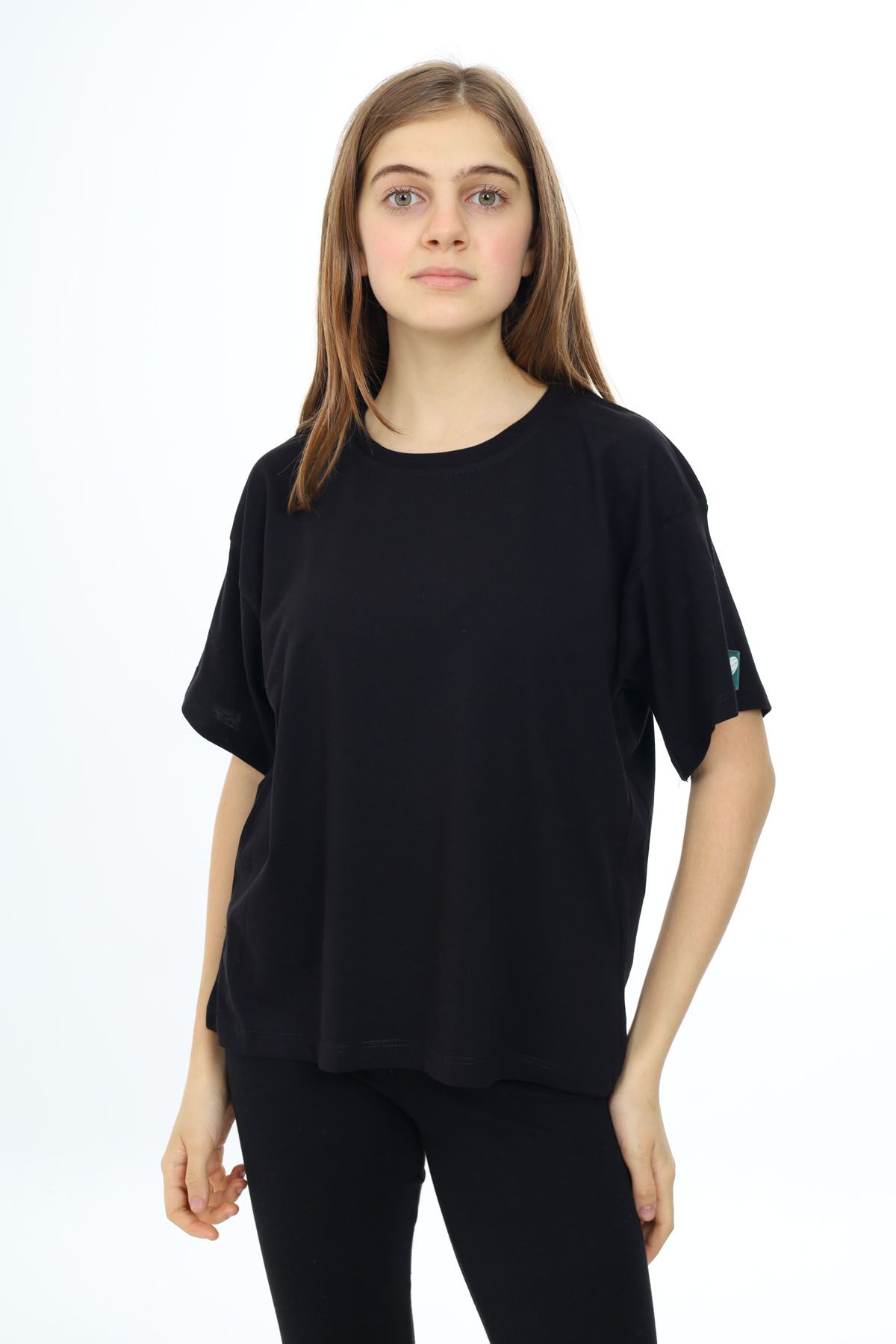 Cansın Mini Siyah Kısa Kollu Basic Kız Çocuk T-shirt 17776